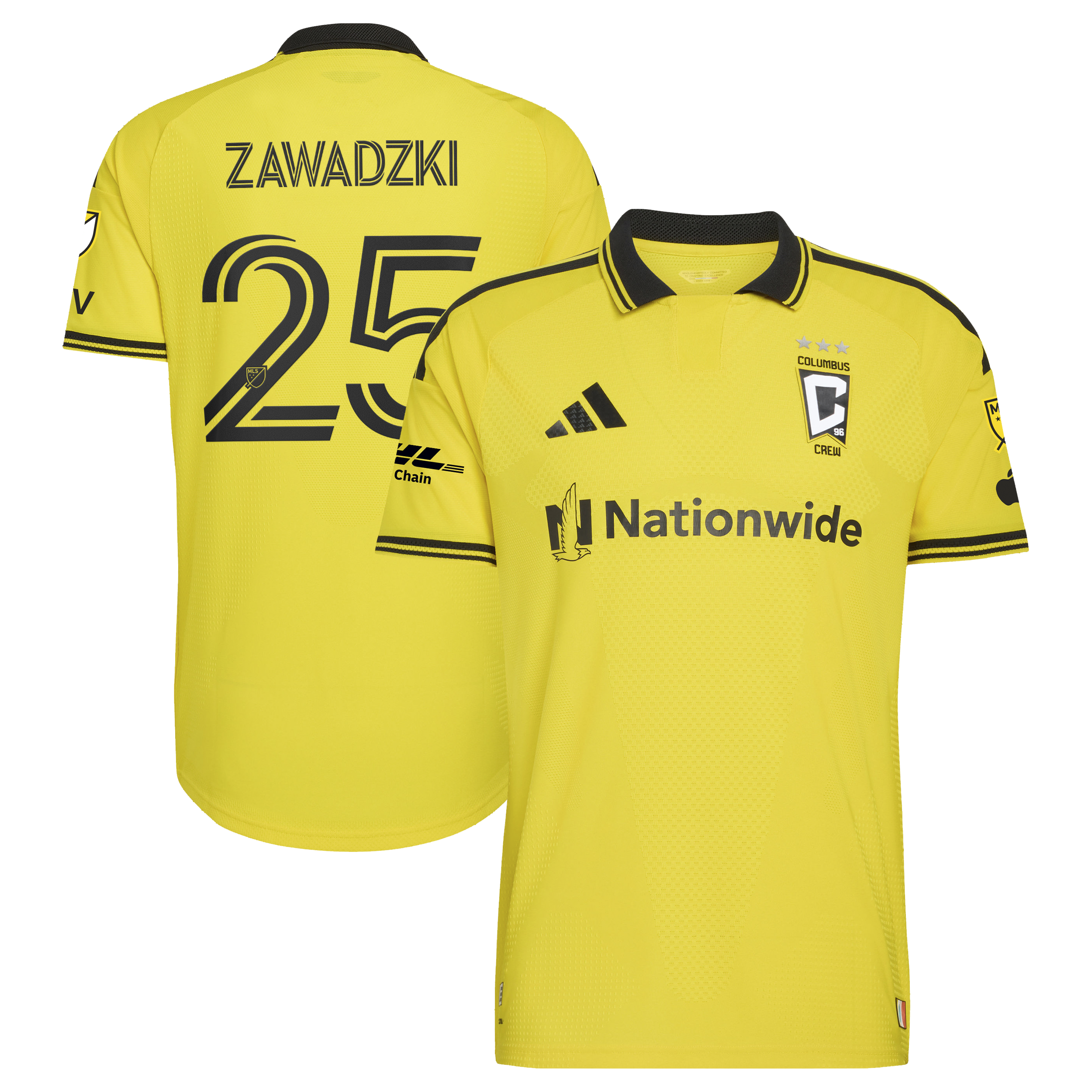 Sean Zawadzki Columbus Crew 2026 The Crafted for Excellence Kit On-Field Patch Jersey - Yellow