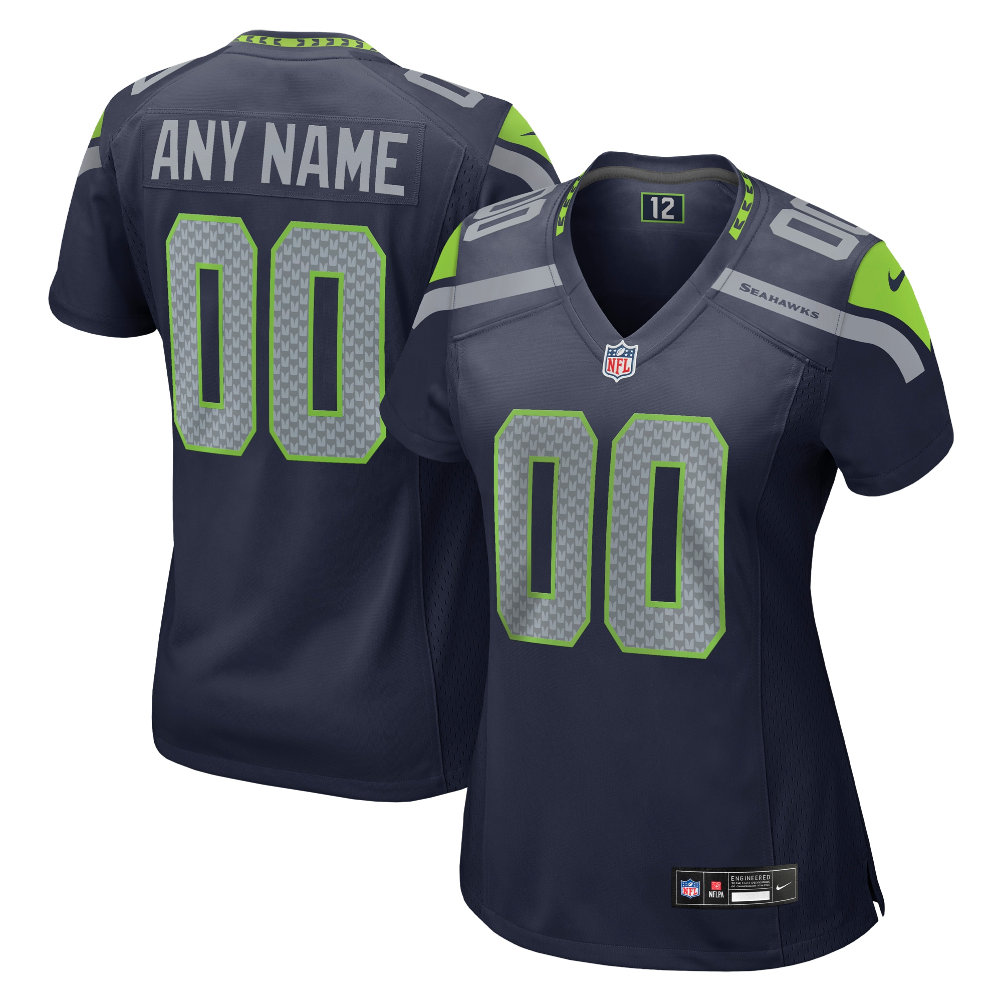 Seattle Seahawks Women's Custom Game Jersey - College Navy