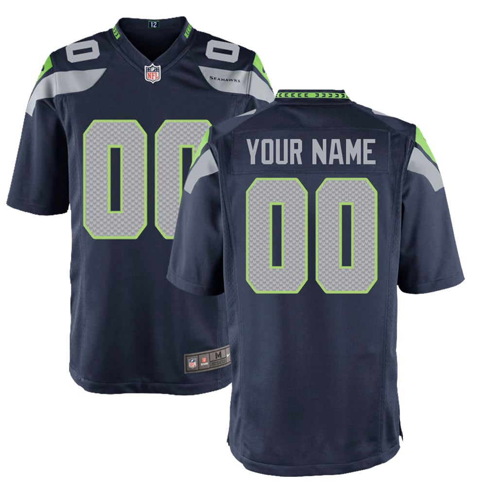 Seattle Seahawks Youth Custom Game Jersey - College Navy