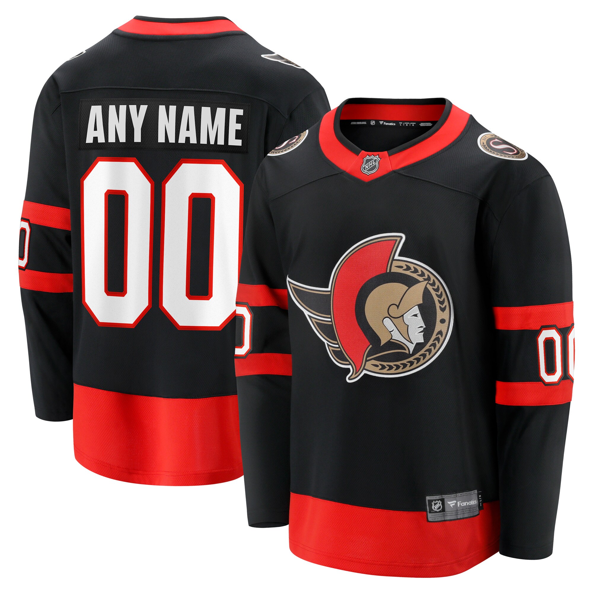 Senators Black Customizable Jersey - Fanatics Senators Black Jersey