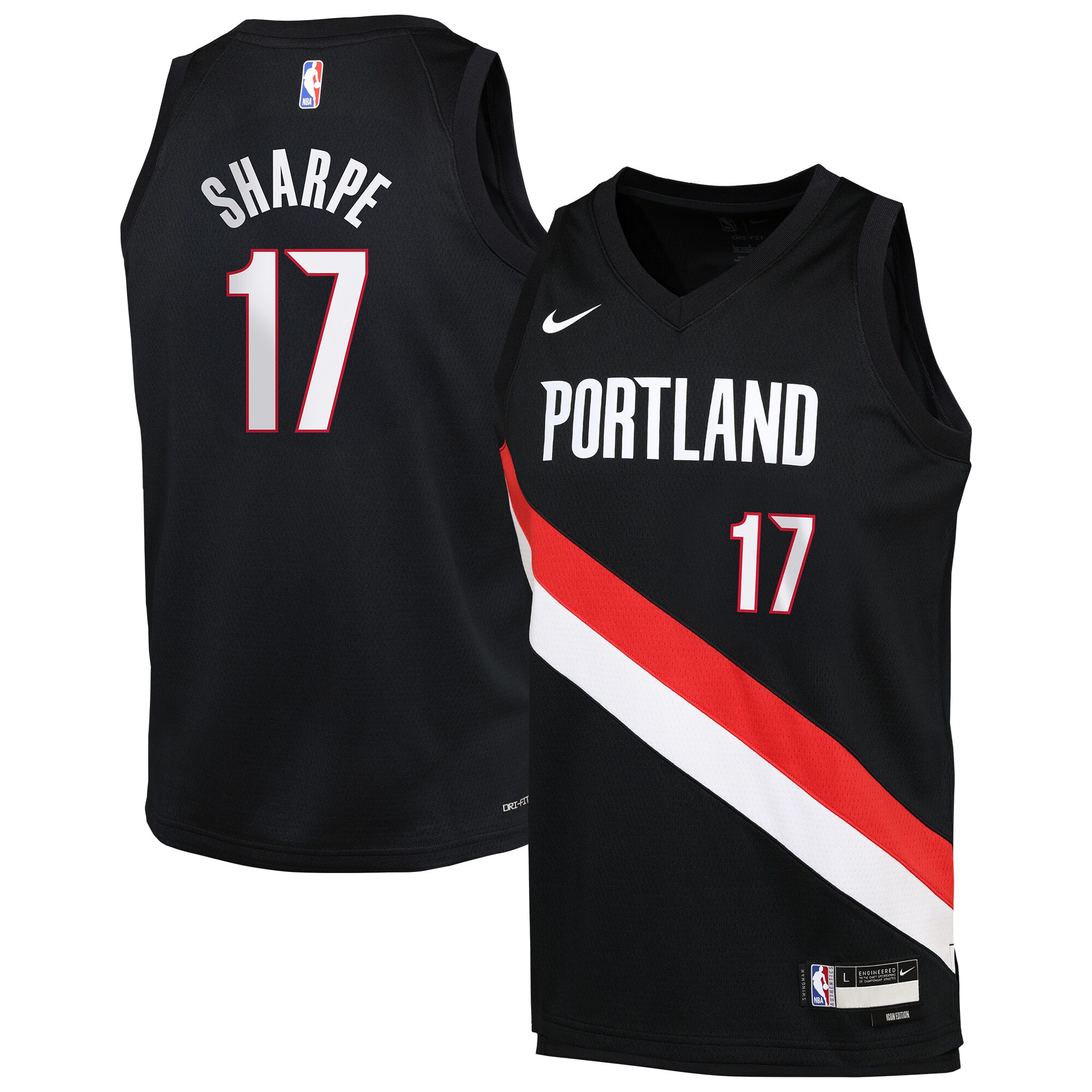 Shaedon Sharpe Portland Trail Blazers Youth Icon Edition Swingman Jersey - Black