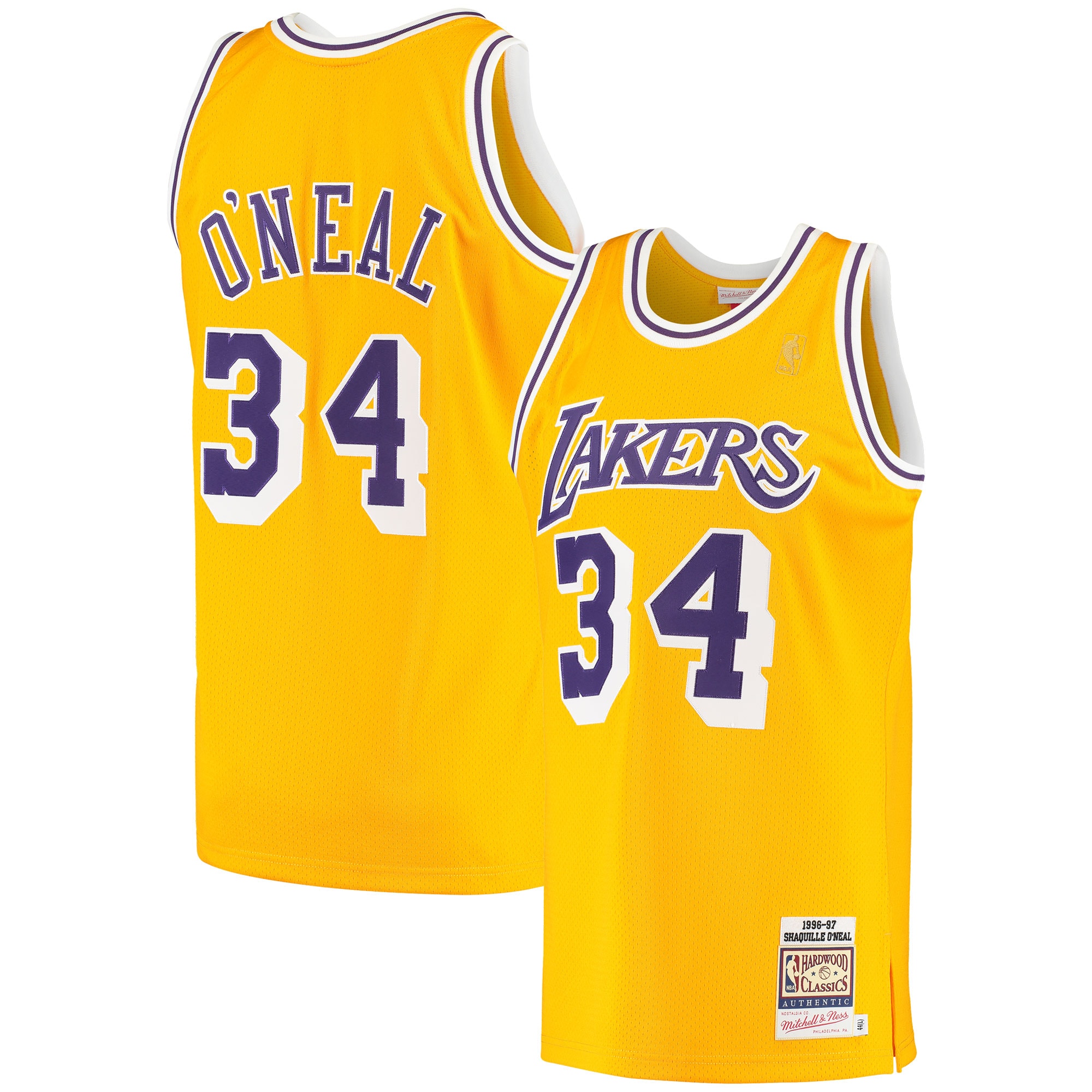 Shaquille O'Neal Los Angeles Lakers 1996/97 Hardwood Classics Jersey - Gold