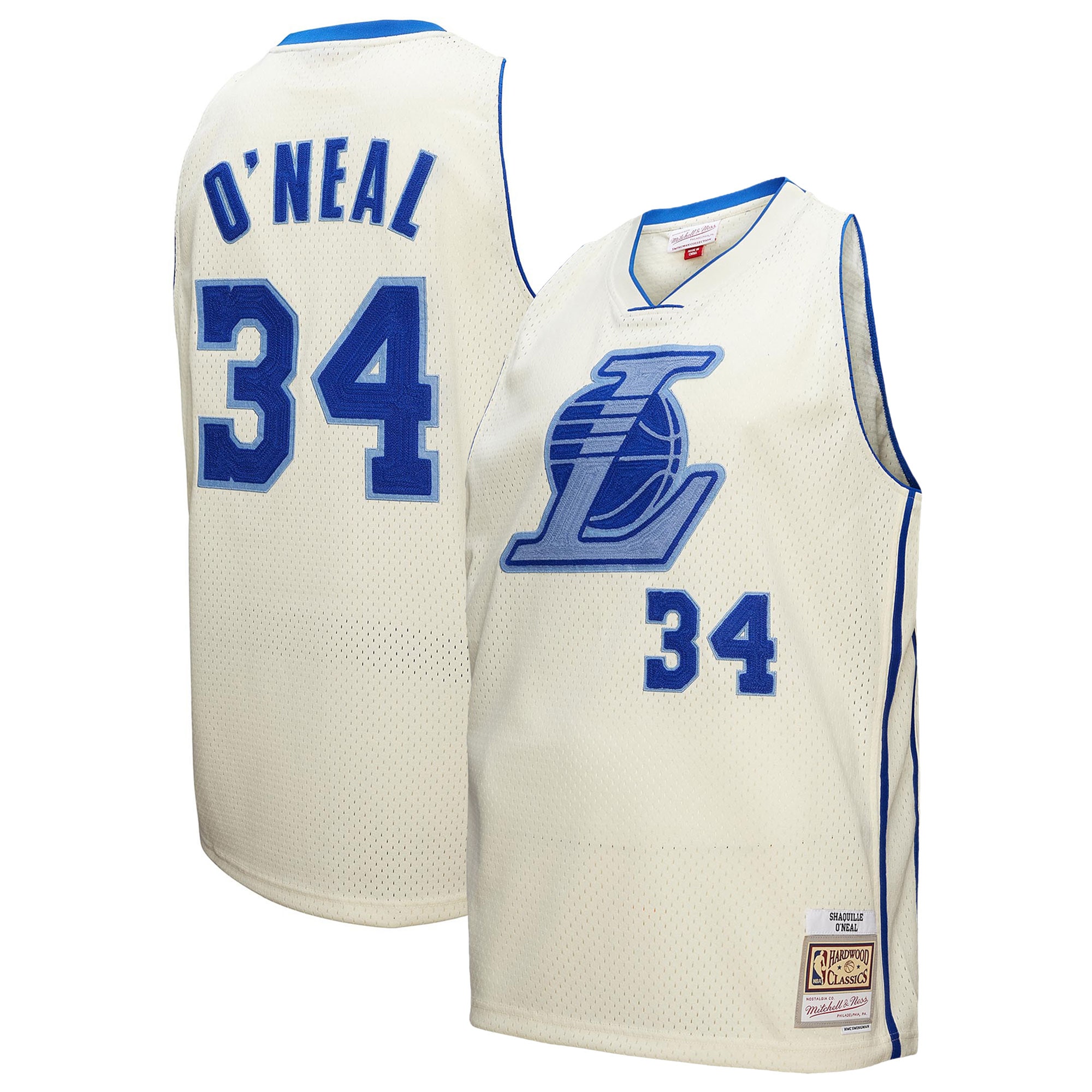 Shaquille O'Neal Los Angeles Lakers Chainstitch Swingman Jersey - Cream
