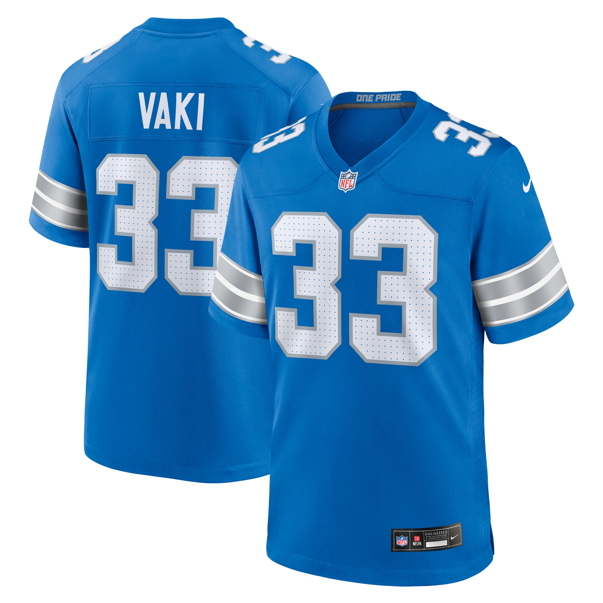Sione Vaki Detroit Lions Team Game Jersey - Blue