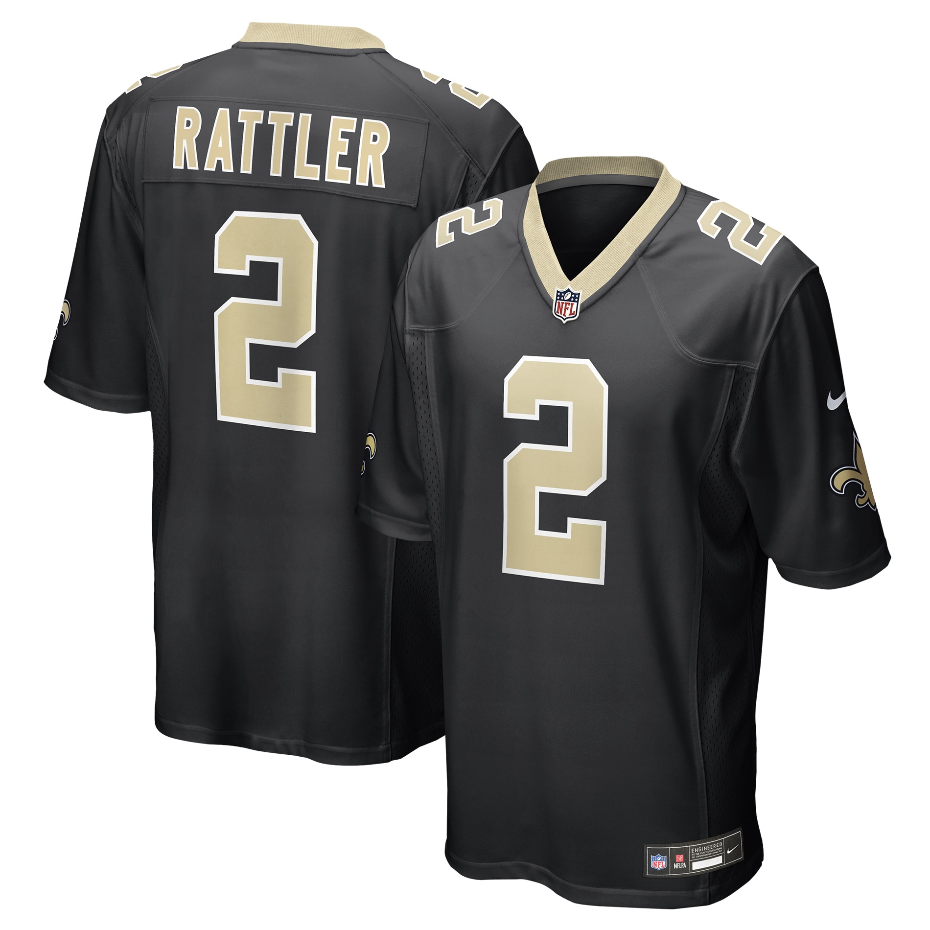 Spencer Rattler New Orleans Saints Team Game Jersey - Black
