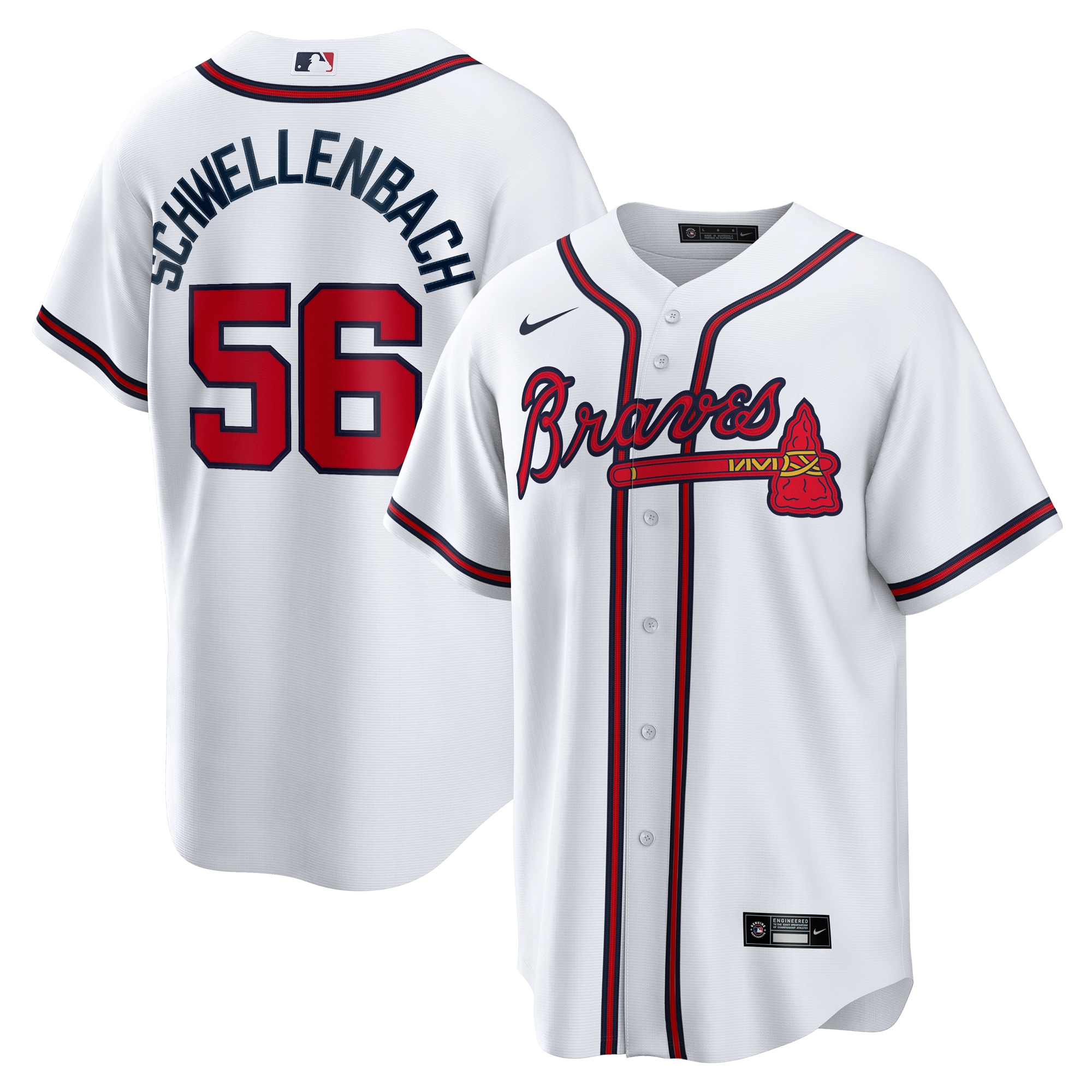 Spencer Schwellech Atlanta Braves Home Jersey - White