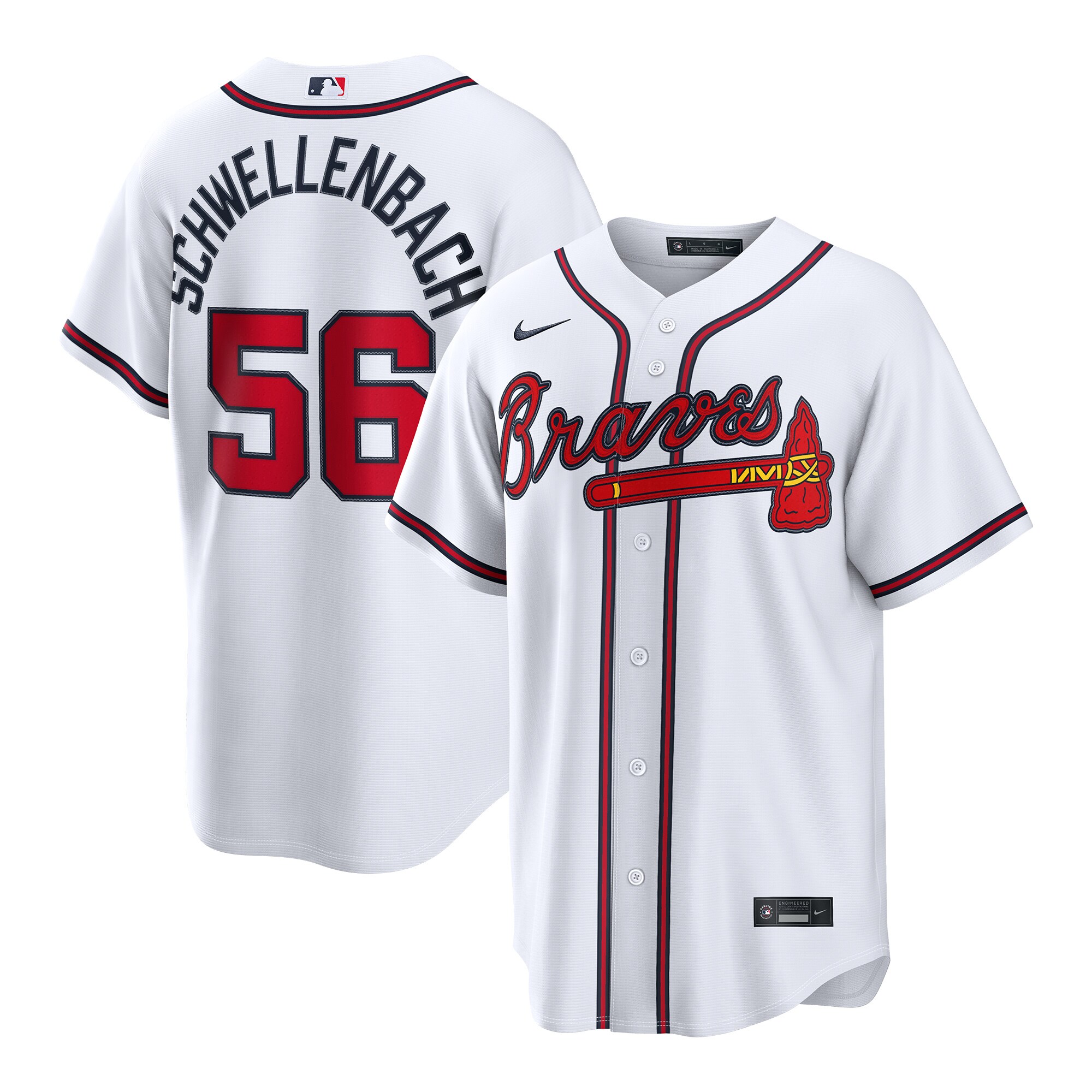 Spencer Schwellech Atlanta Braves Home Jersey - White