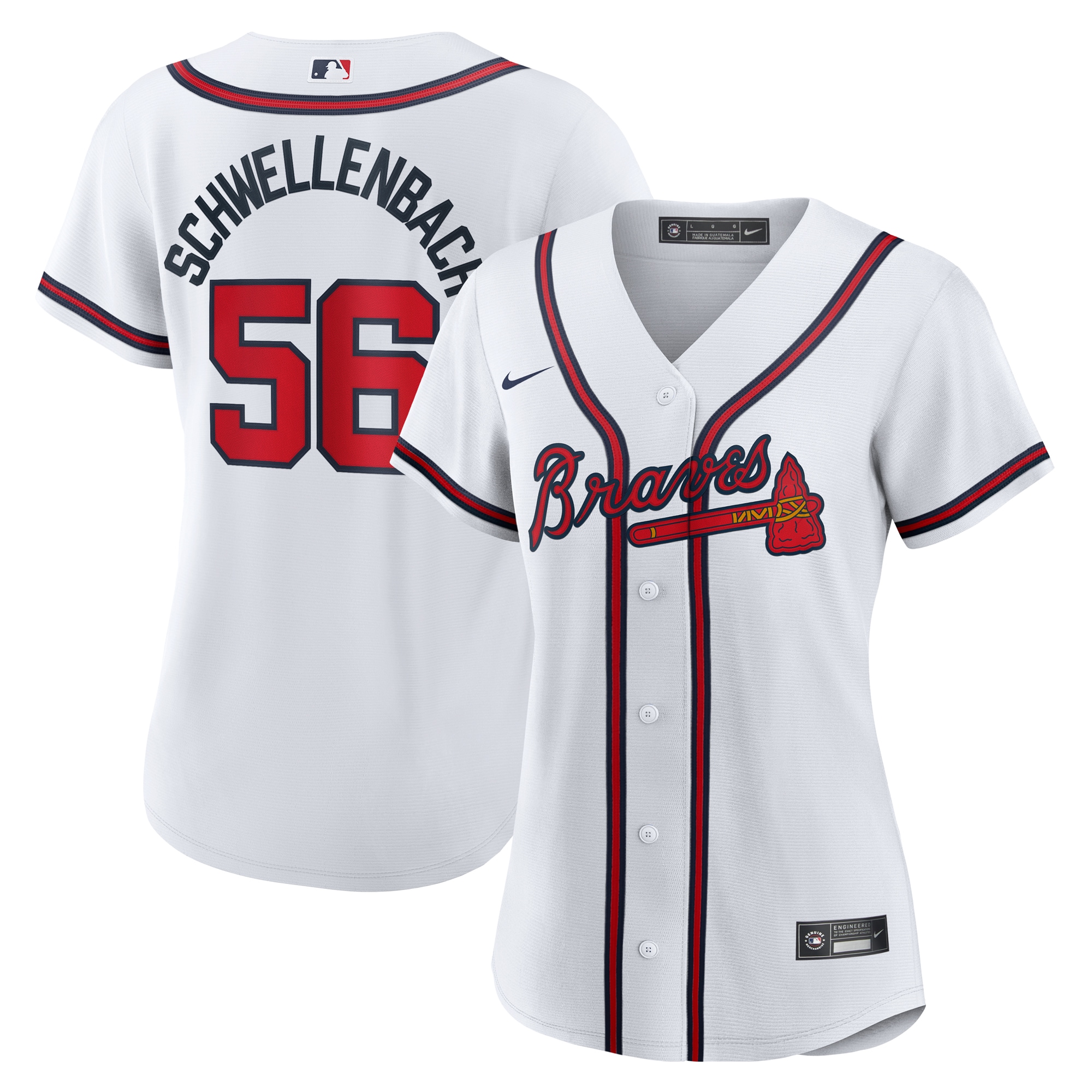 Spencer Schwellech Atlanta Braves Women's Home Jersey - White