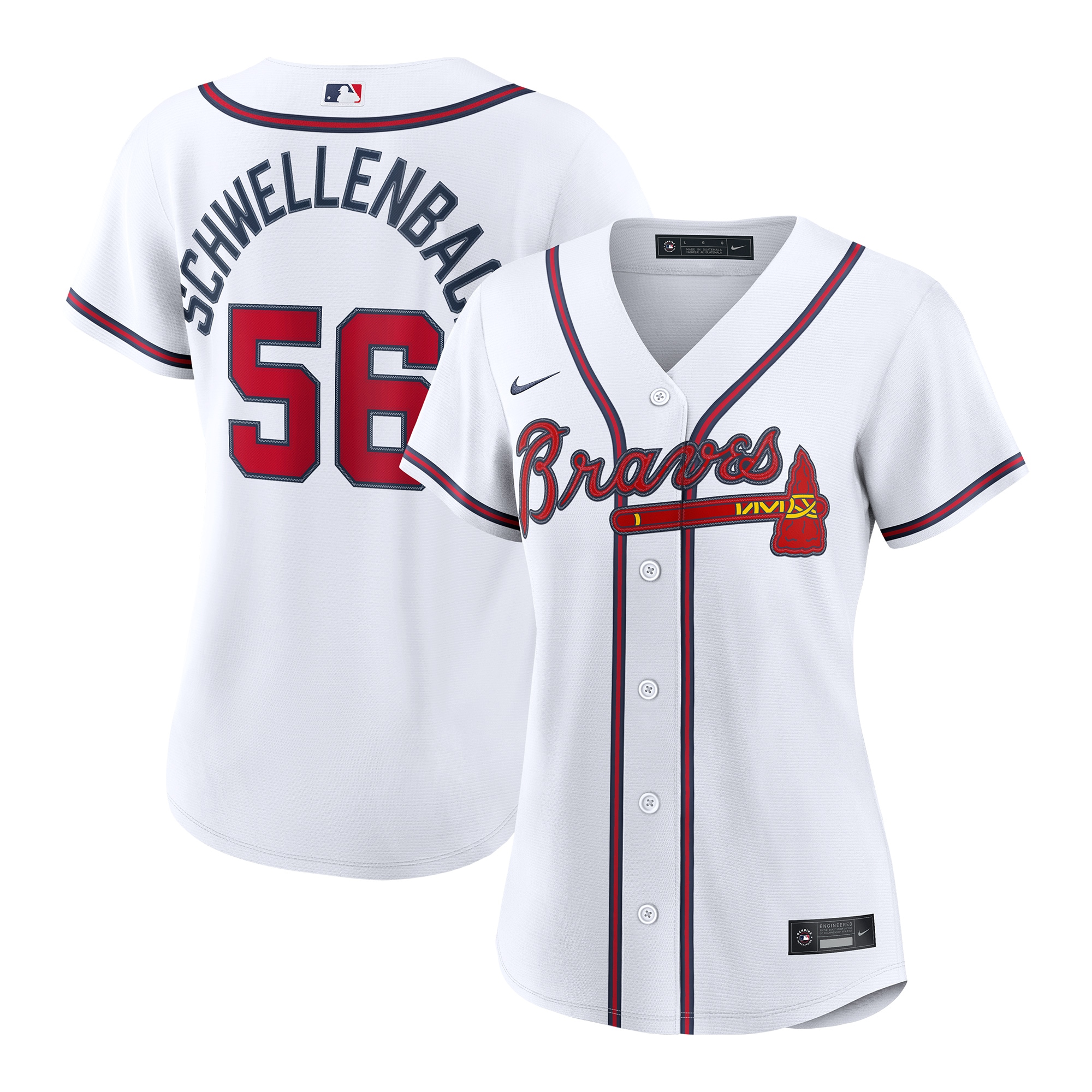 Spencer Schwellech Atlanta Braves Women's Home Jersey - White