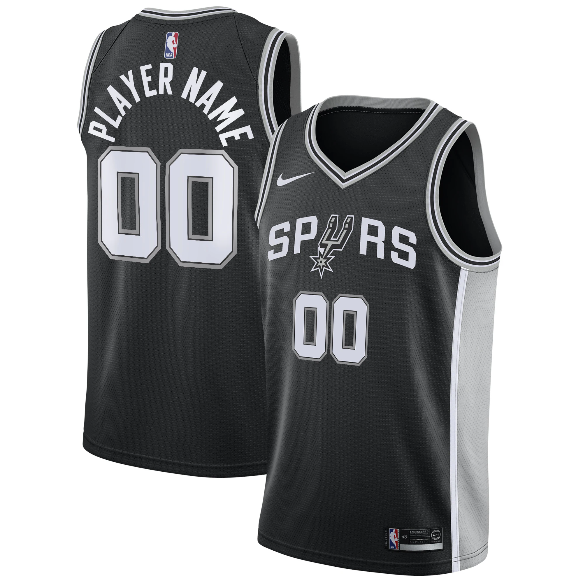 Alternative view of Spurs Black Custom Jersey nike - Nike Spurs Black Custom Jersey