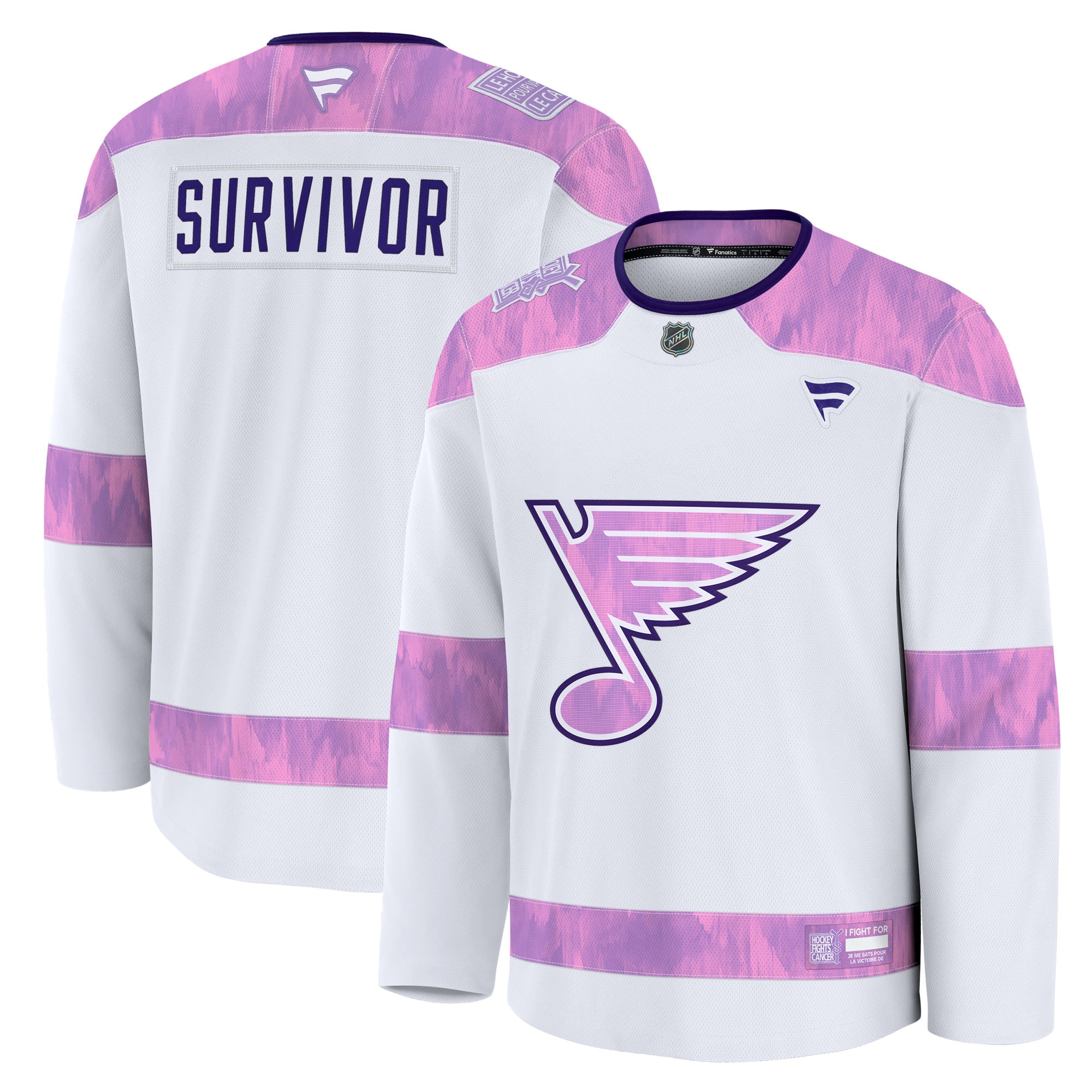 St. Louis Blues Fanatics Hockey Fights Cancer Survivor Practice Jersey - White