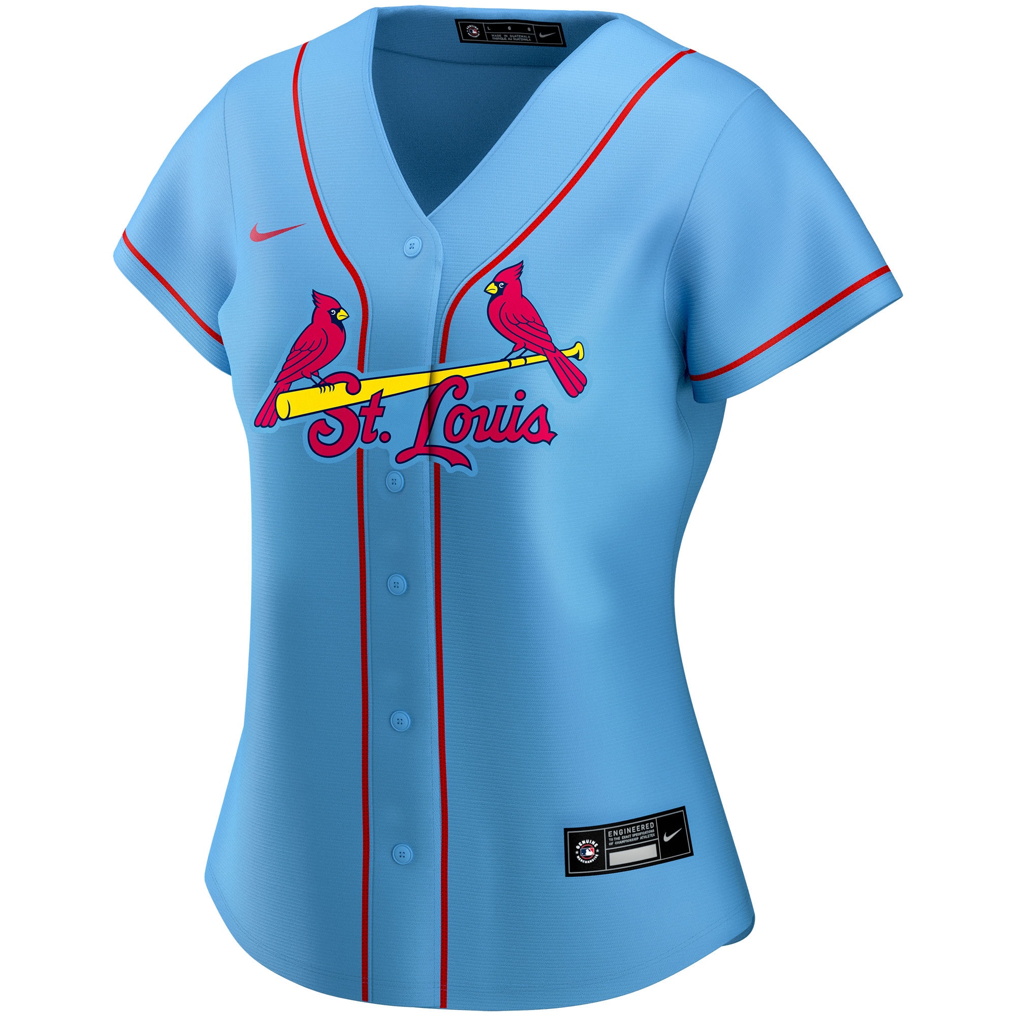Alternative view of St. Louis Cardinals Light Blue Custom Jersey - Nike - MLB Replica