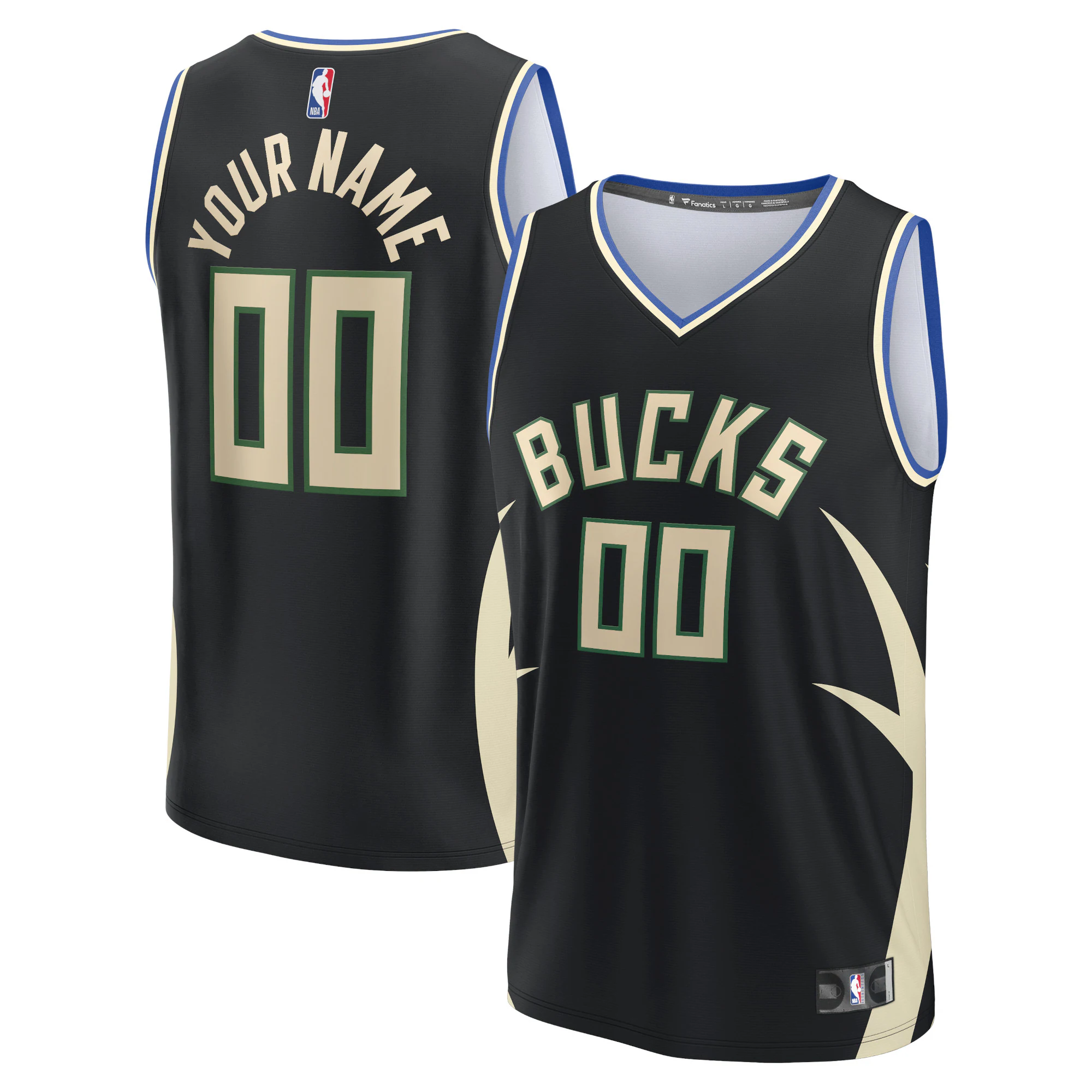statement Fanatics Bucks Black Custom Jersey - Fanatics Bucks Black