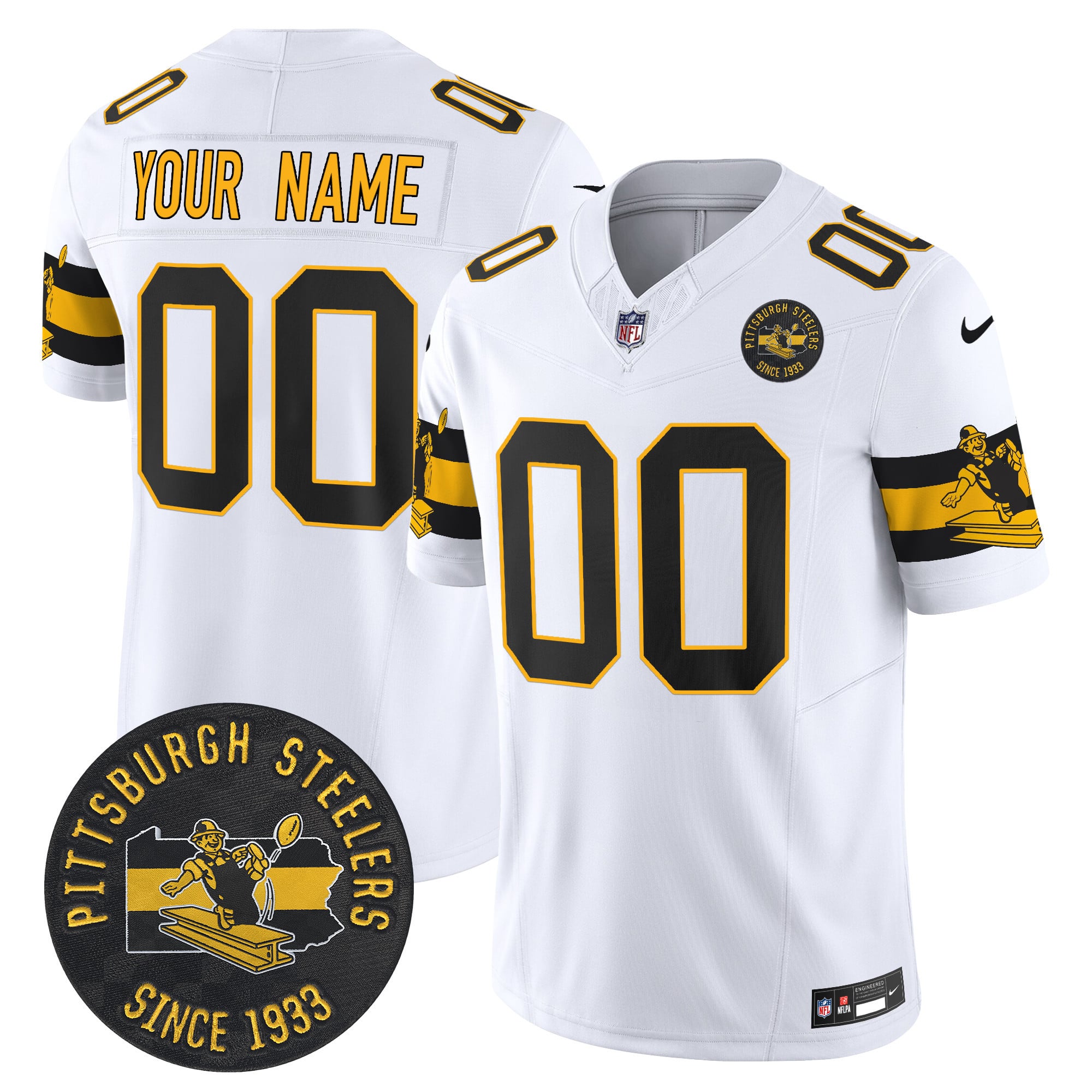 Alternative view of Steelers Custom Black Jersey - Nike - Personalized Fan Gear