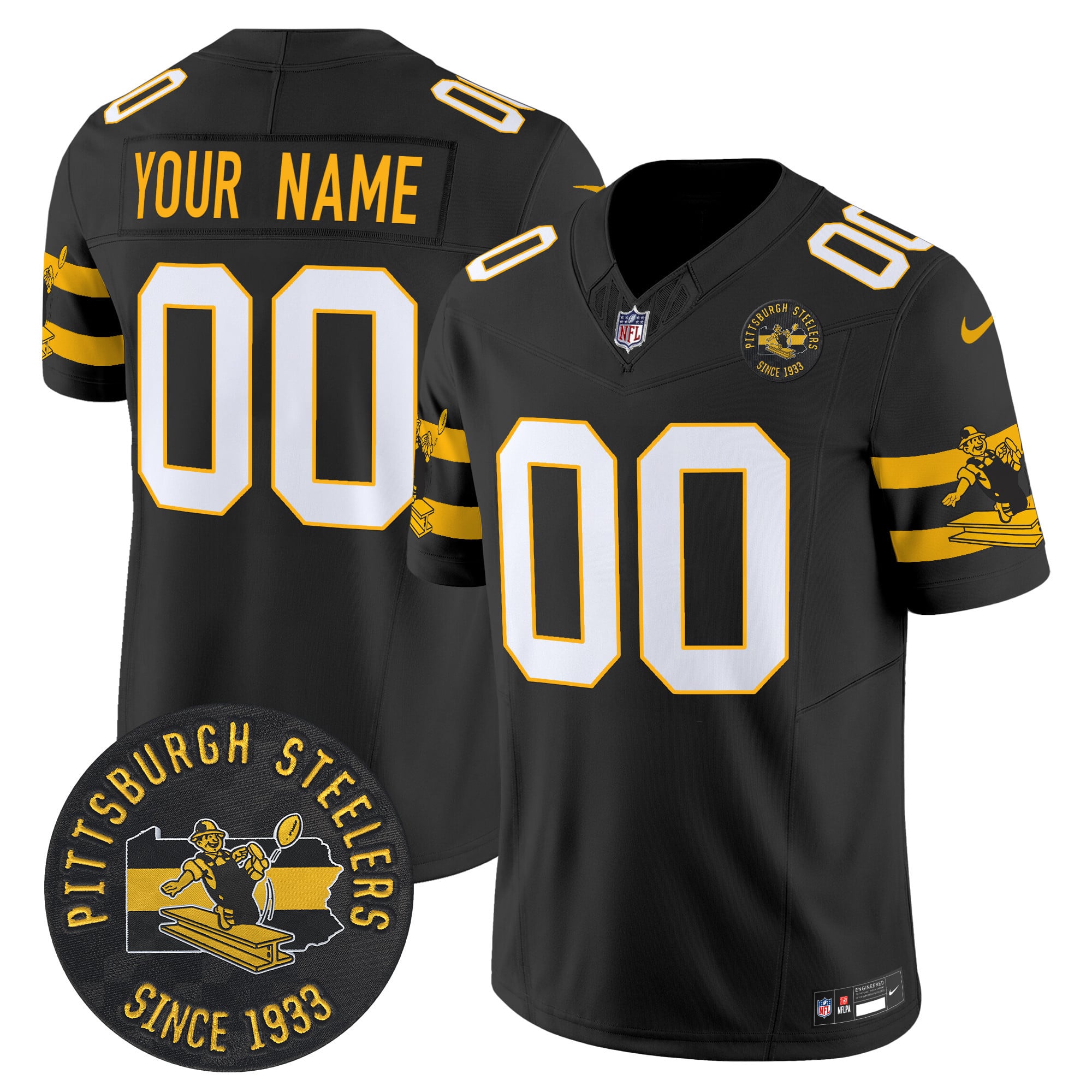 Steelers Custom Black Jersey - Nike - Personalized Fan Gear