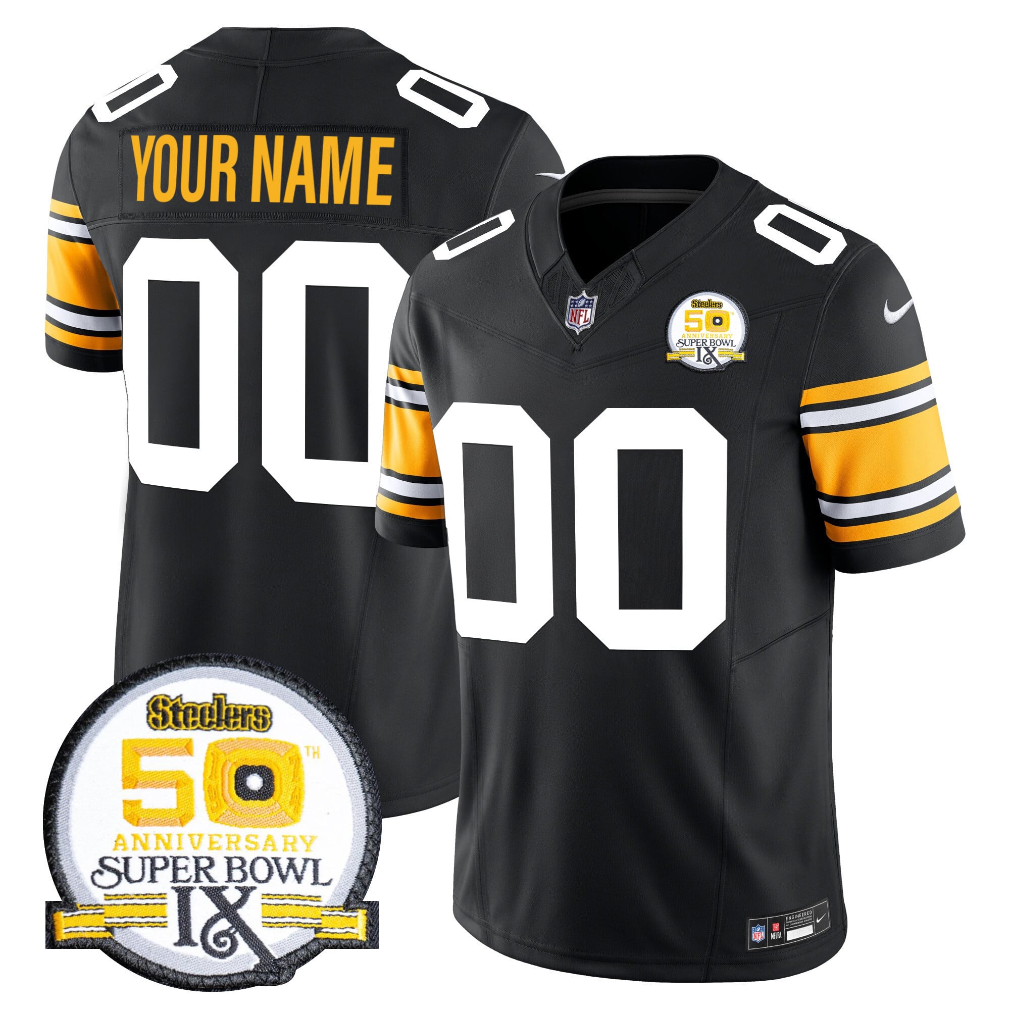 Steelers Super Bowl IX Jersey - Nike - Black Custom
