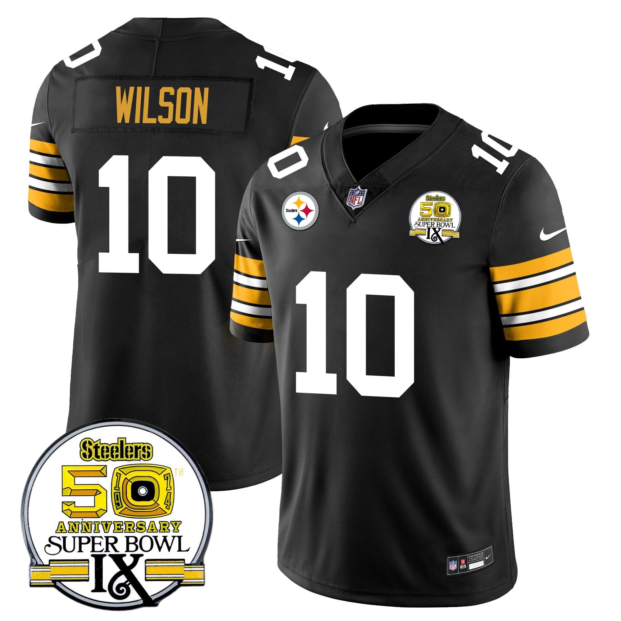 Alternative view of Steelers Watt #90 Jersey - Black 50th Super Bowl Edition