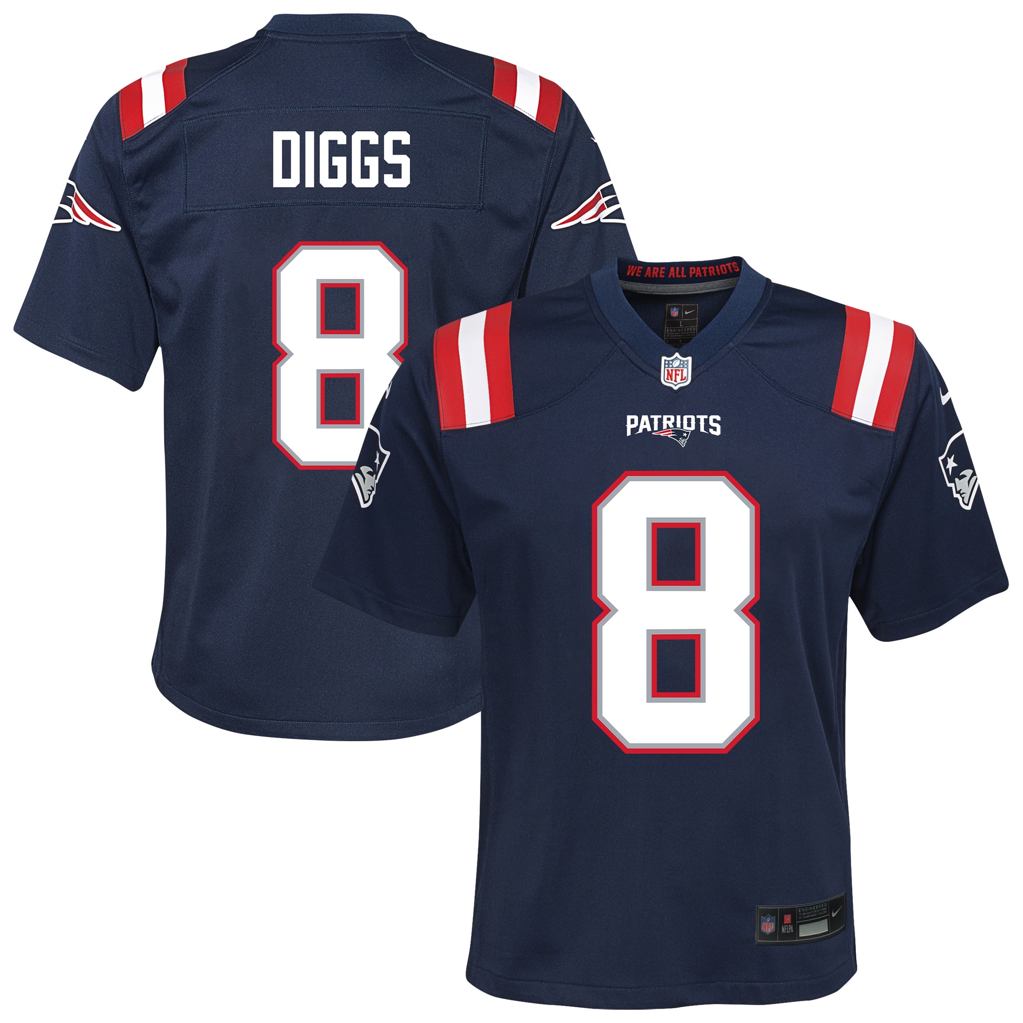 Stefon Diggs New England Patriots Youth Team Game Jersey - Navy