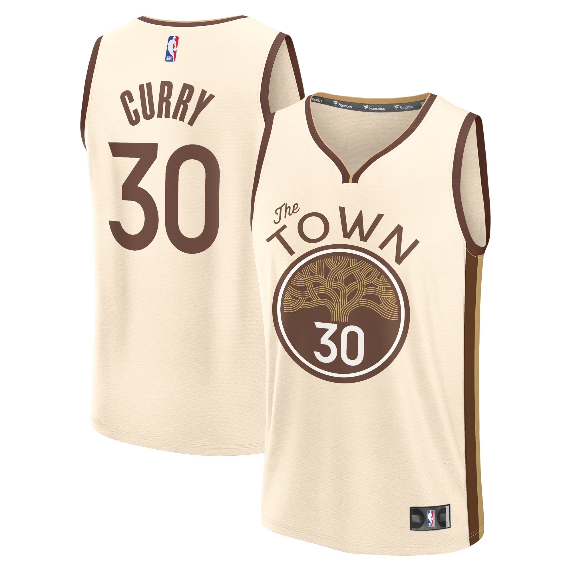 Stephen Curry Golden State Warriors Fanatics Youth 2025/26 City Edition Fast Break Jersey - Tan