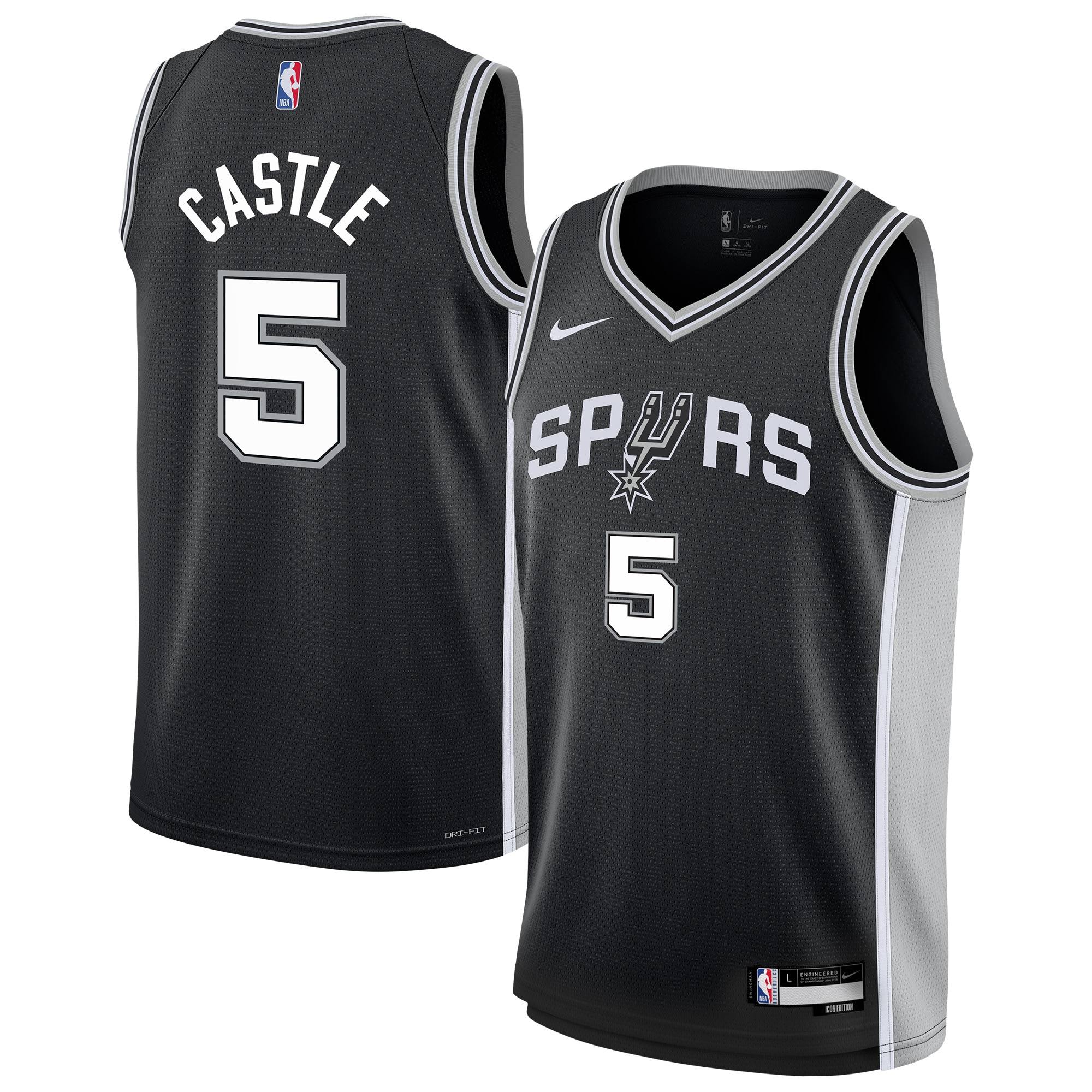 Stephon Castle San Antonio Spurs Youth Swingman Jersey - Icon Edition - Black