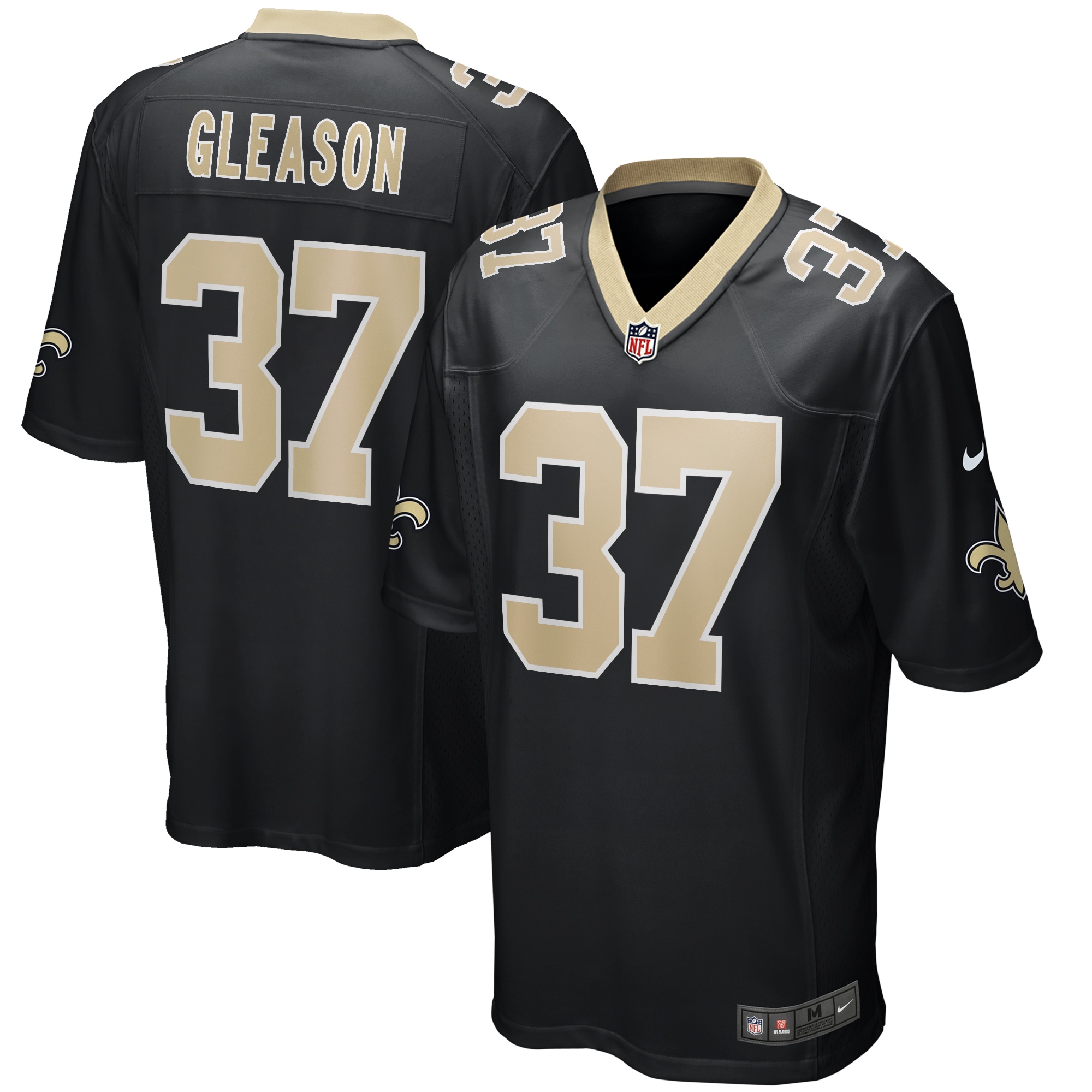 Steve Gleason New Orleans Saints Game Retired Player Jersey - Black
