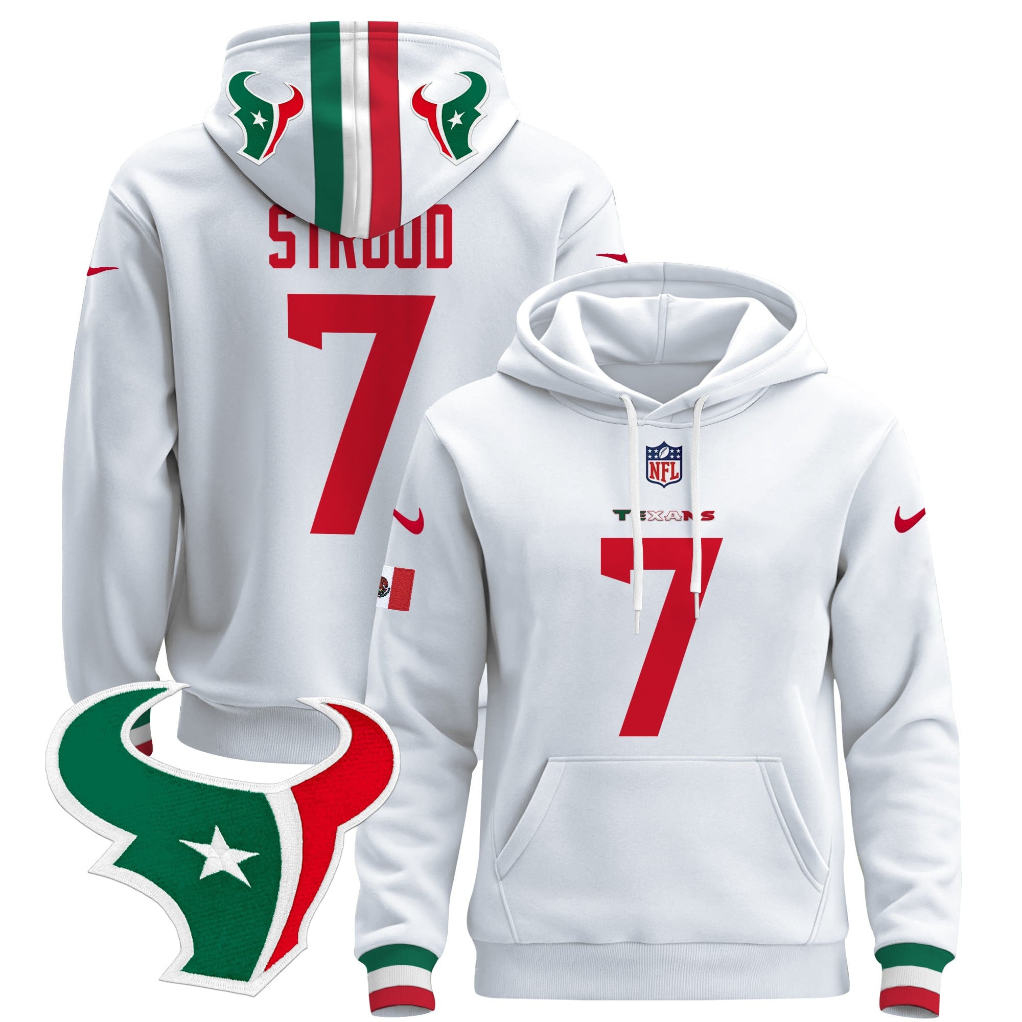 Stroud #7 Texans Mexico Hoodie - Nike - White Limited Edition