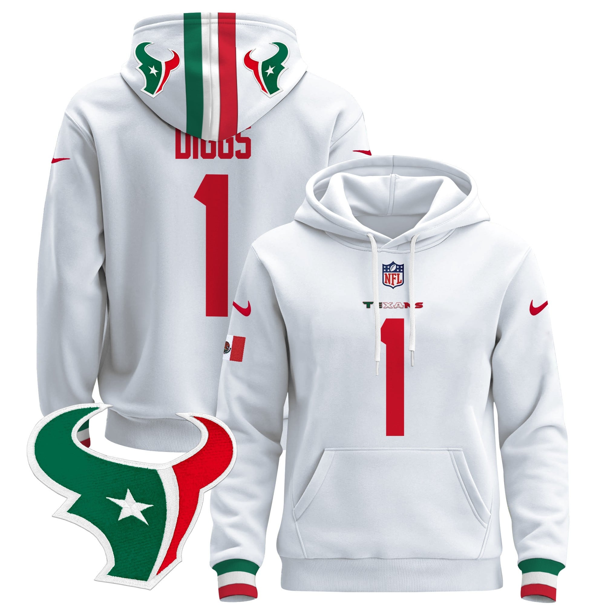 Alternative view of Stroud #7 Texans Mexico Hoodie - Nike - White Limited Edition
