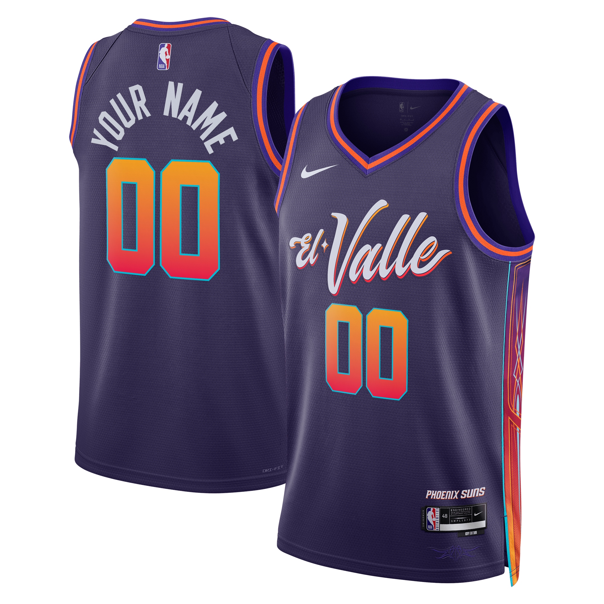 Suns ‘El Valle’ Purple Jersey - Nike - Custom Name & Number