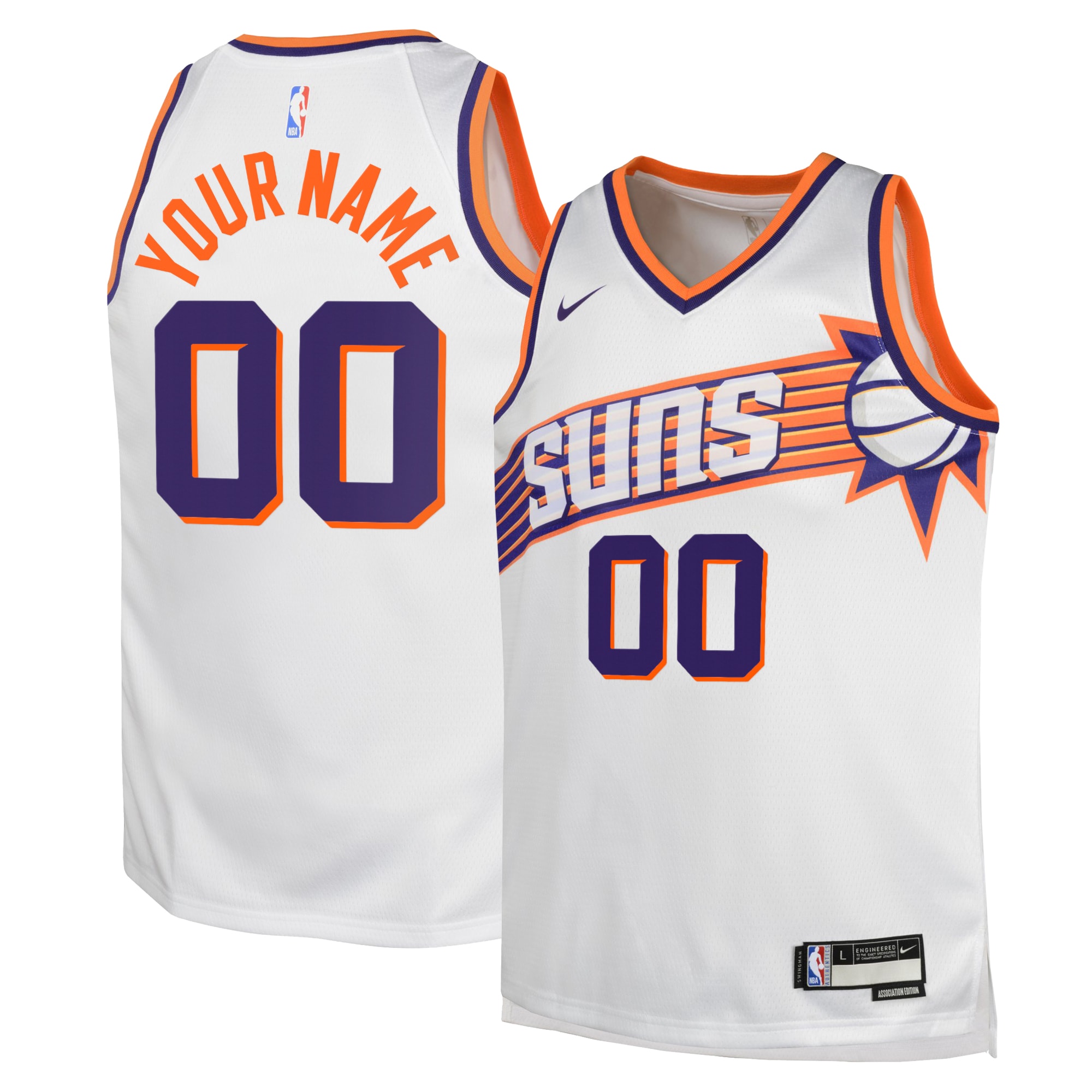 Suns White Association Jersey - Nike - Custom Number