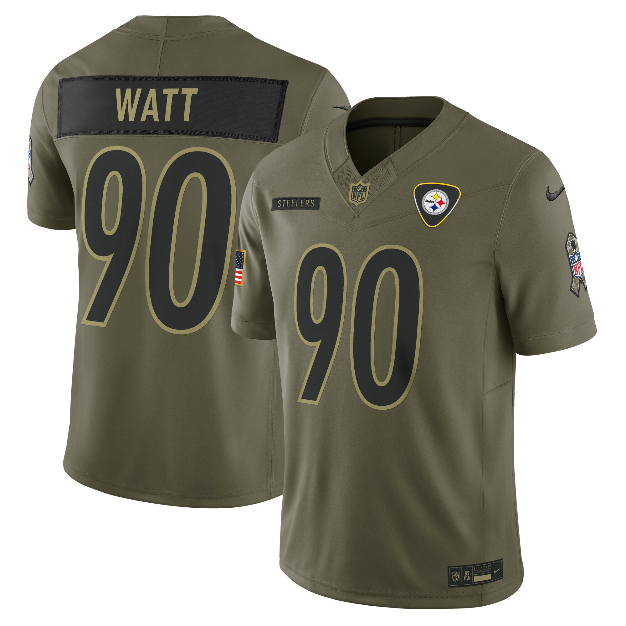 T.J. Watt Pittsburgh Steelers 2025 Salute to Service Limited Jersey - Olive
