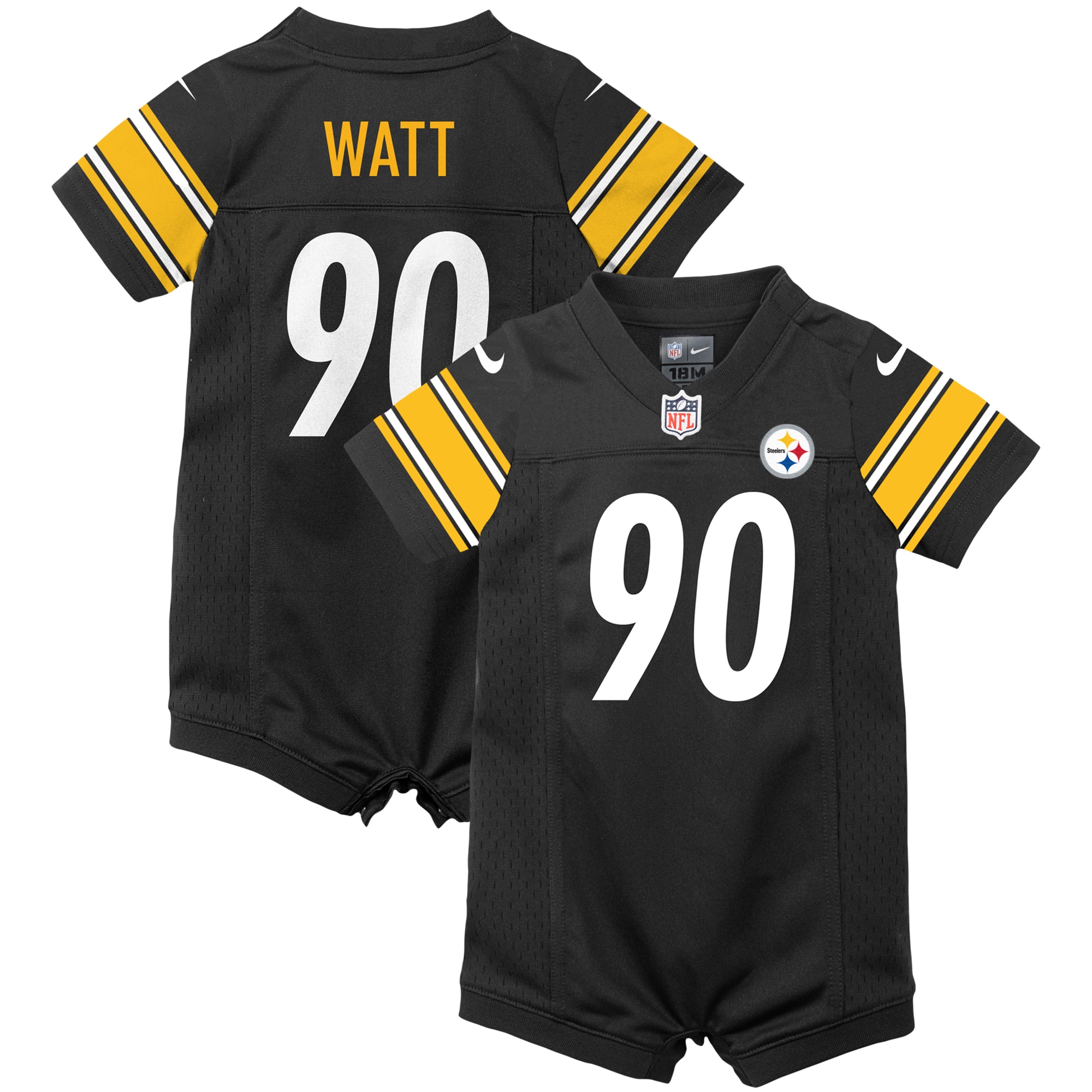 T.J. Watt Pittsburgh Steelers Infant Game Romper Jersey - Black