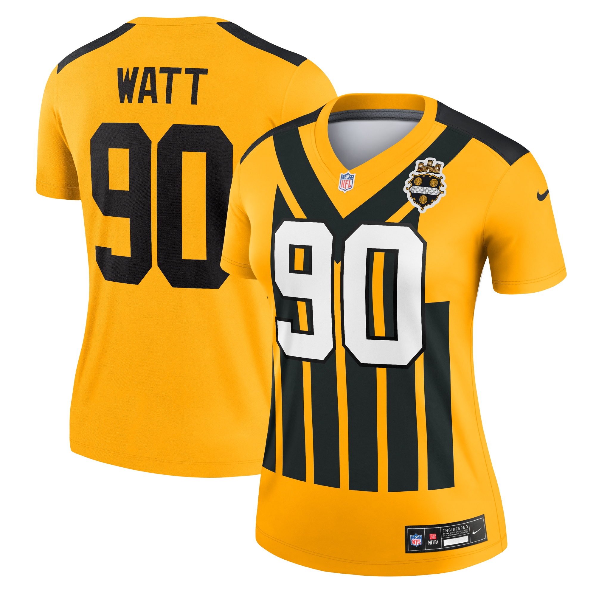 T.J. Watt Pittsburgh Steelers Women's Alternate 1933 Throwback Legend Player Performance Top - Gold