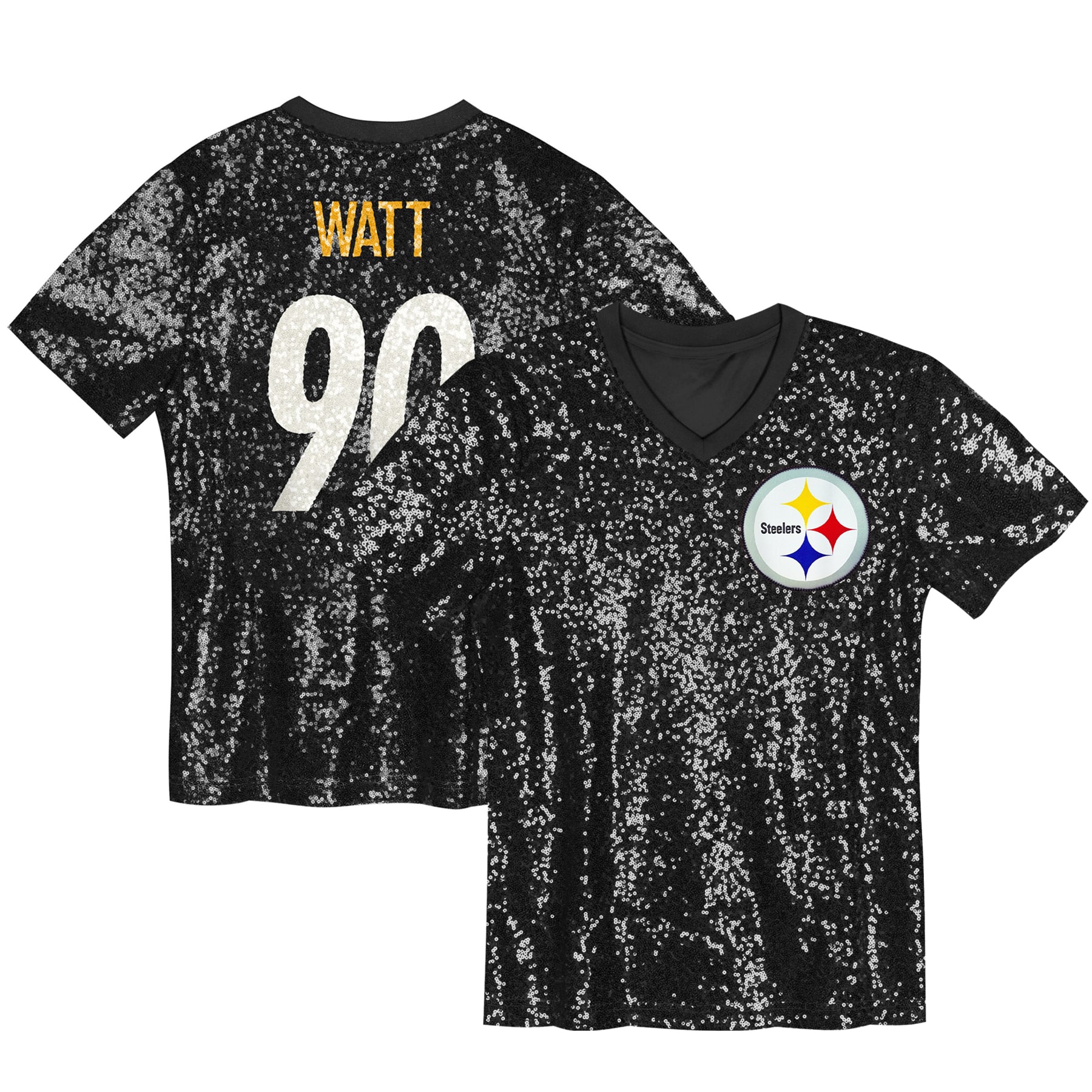 T.J. Watt Pittsburgh Steelers Women's Player Name & Number V-Neck Fashion Jersey - Black
