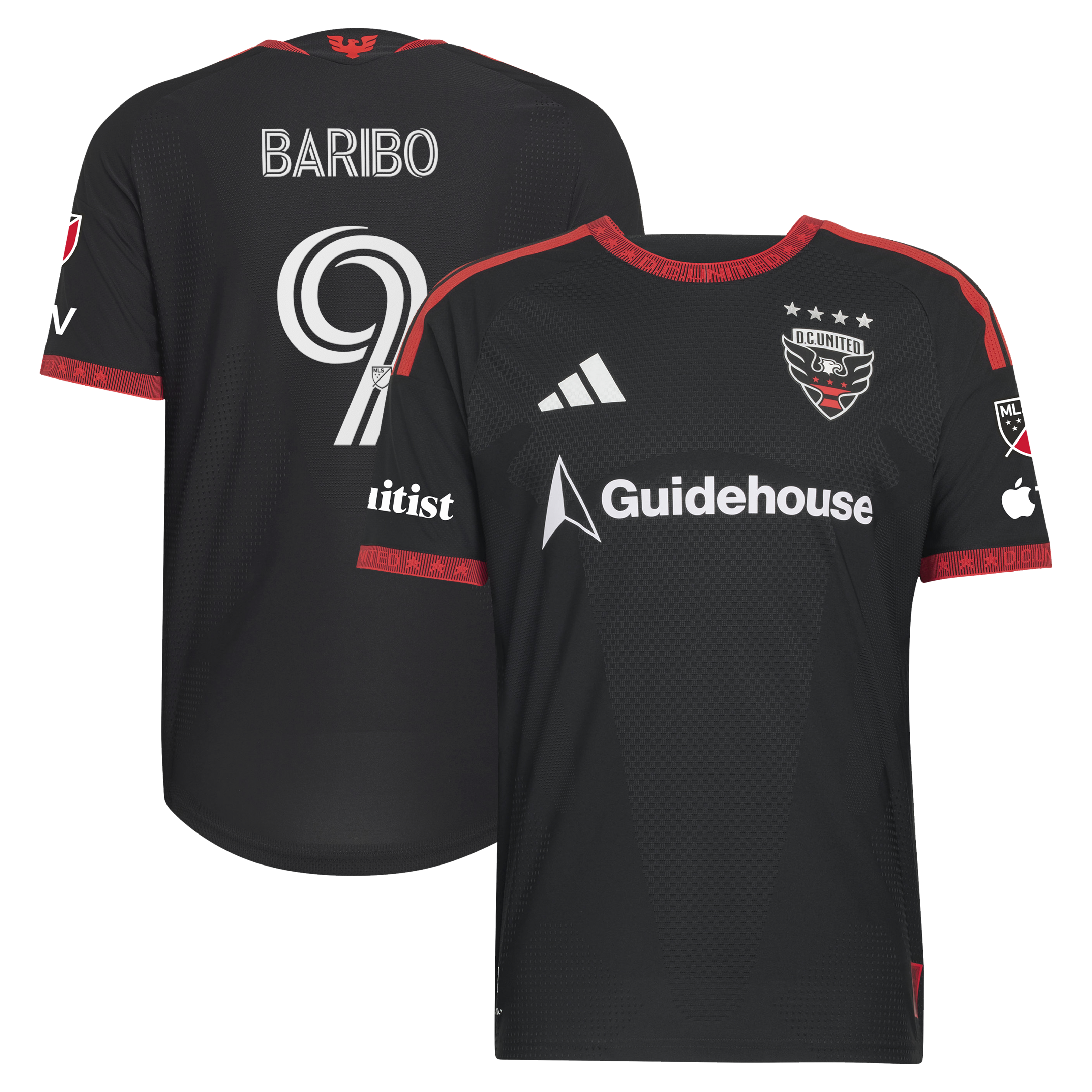 Tai Baribo D.C. United 2026 Black-and-Red Kit On-Field Patch Jersey - Black