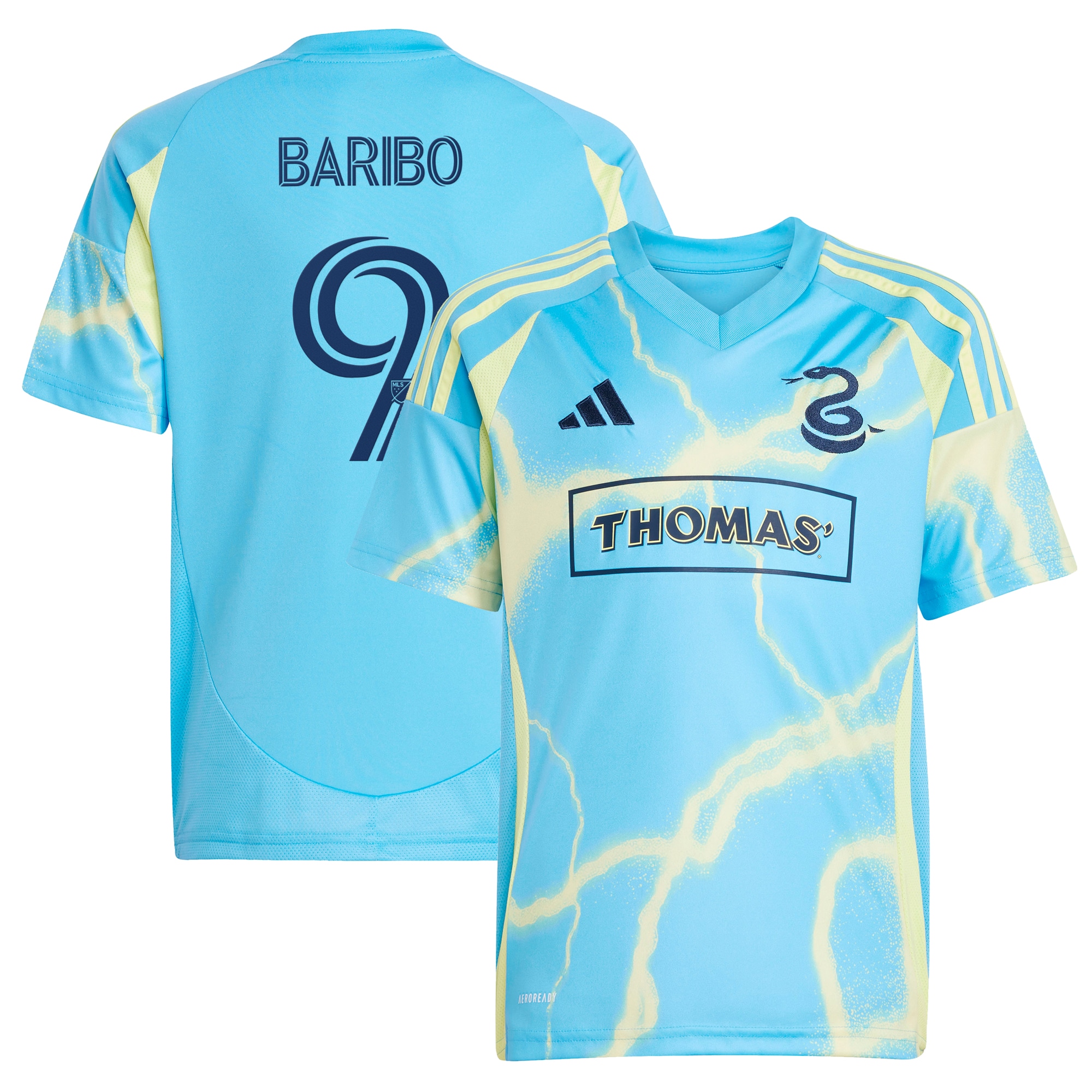 Tai Baribo Philadelphia Union Youth 2025 The Voltage Kit Player Jersey - Blue