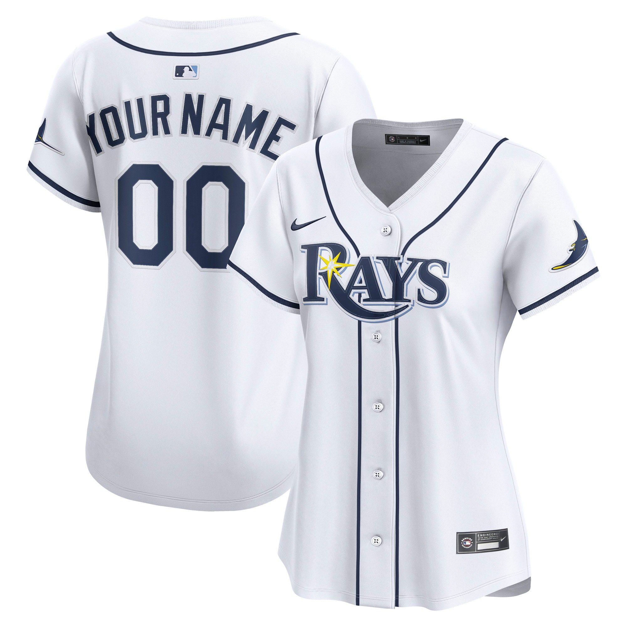 Tampa Bay Rays Women's Home Limited Custom Jersey - White