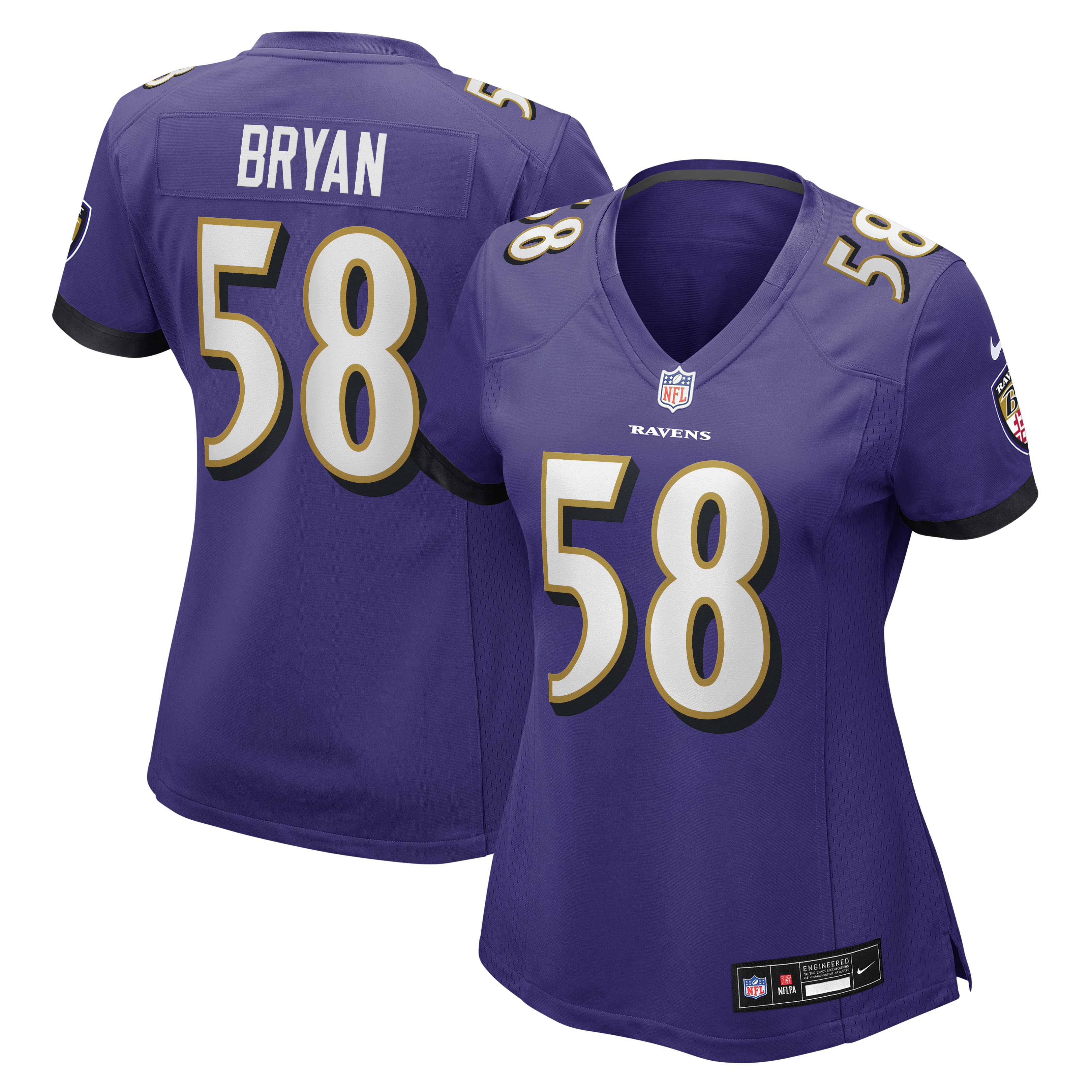 Taven Bryan Baltimore Ravens Women's Team Game Jersey - Purple