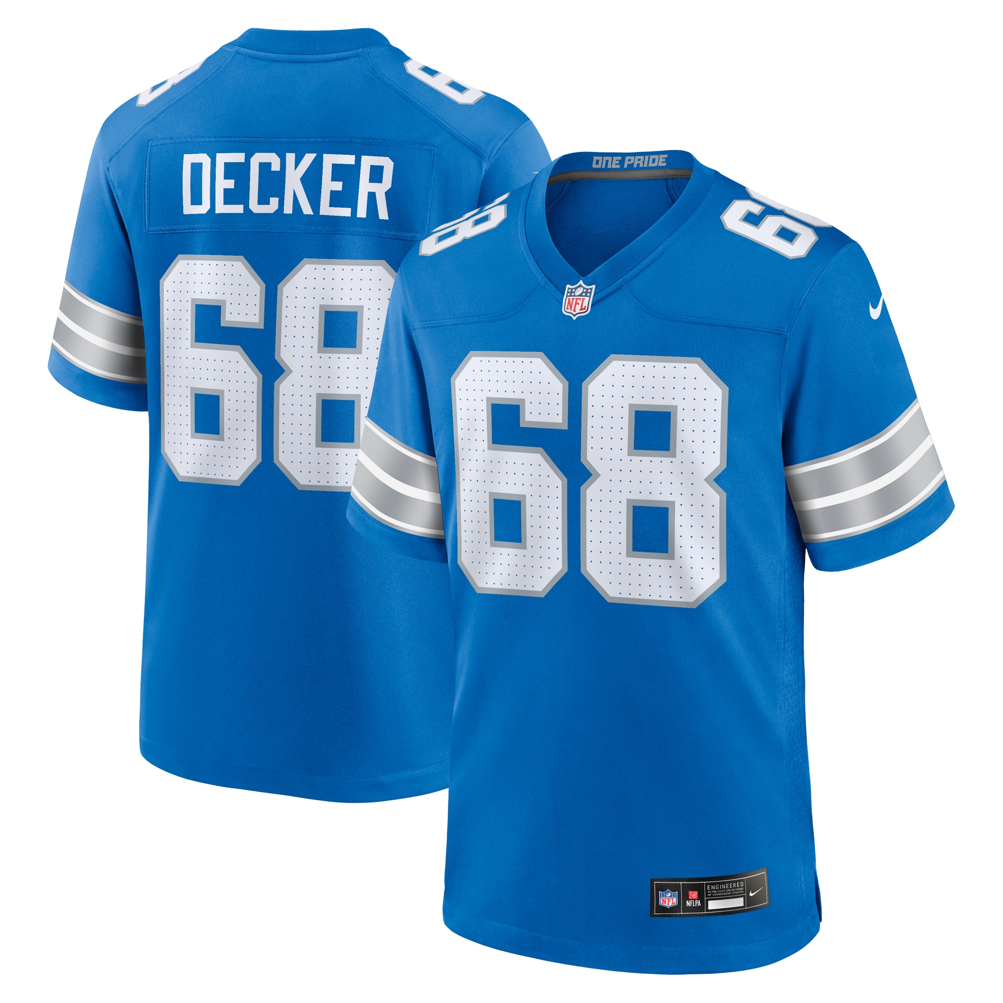 Taylor Decker Detroit Lions Team Game Jersey - Blue