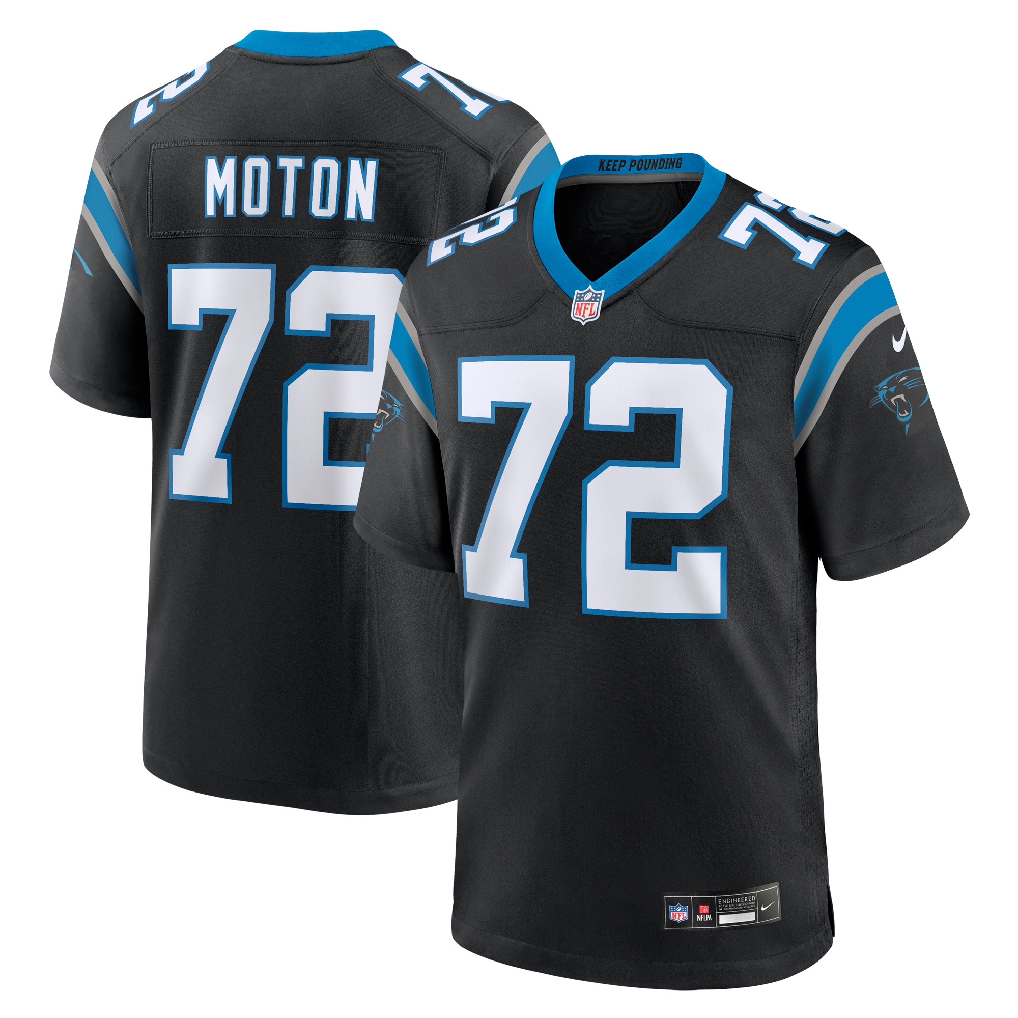 Taylor Moton Carolina Panthers Team Game Jersey - Black