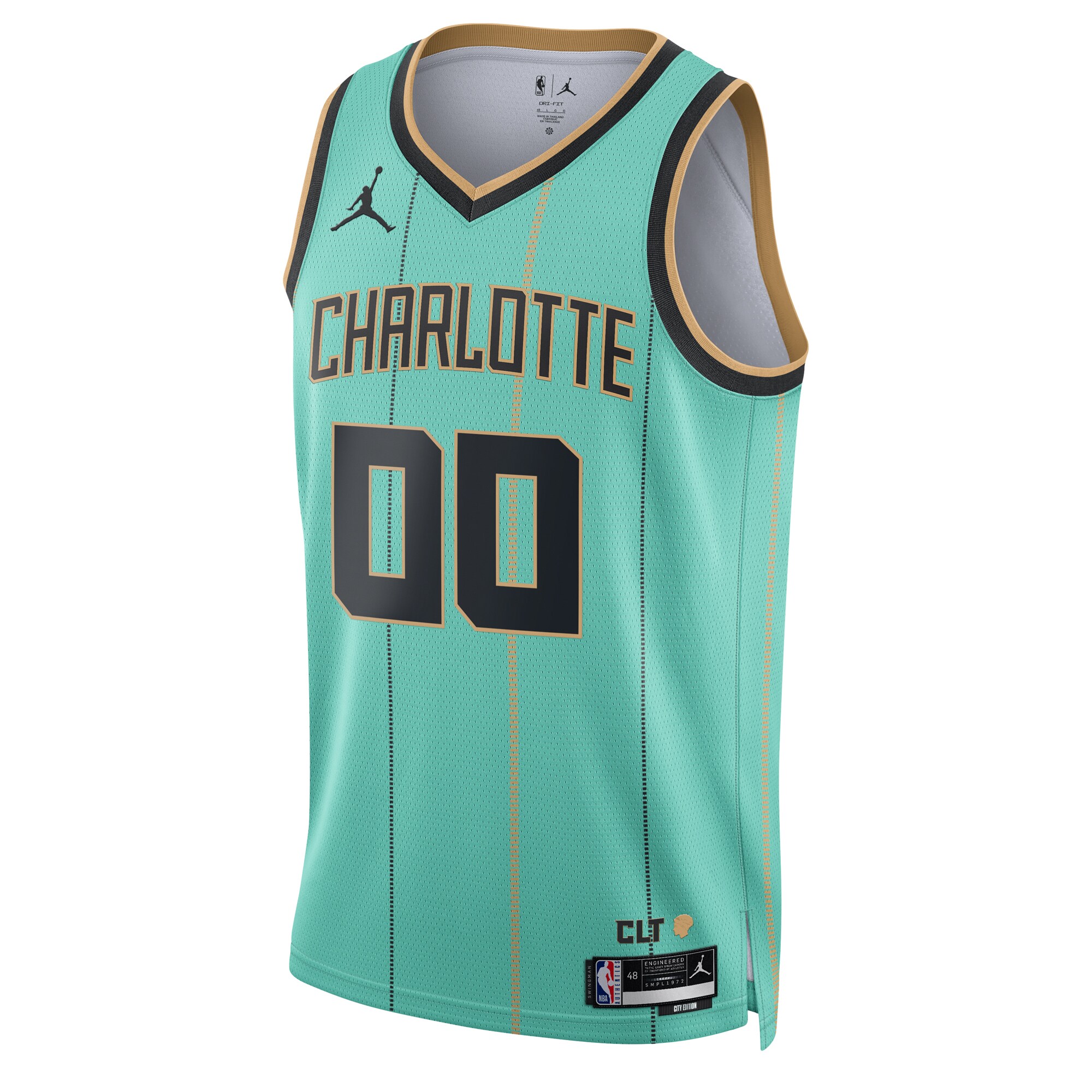 Alternative view of Teal Hornets City Jersey - Custom Jordan Charlotte Hornets Teal City
