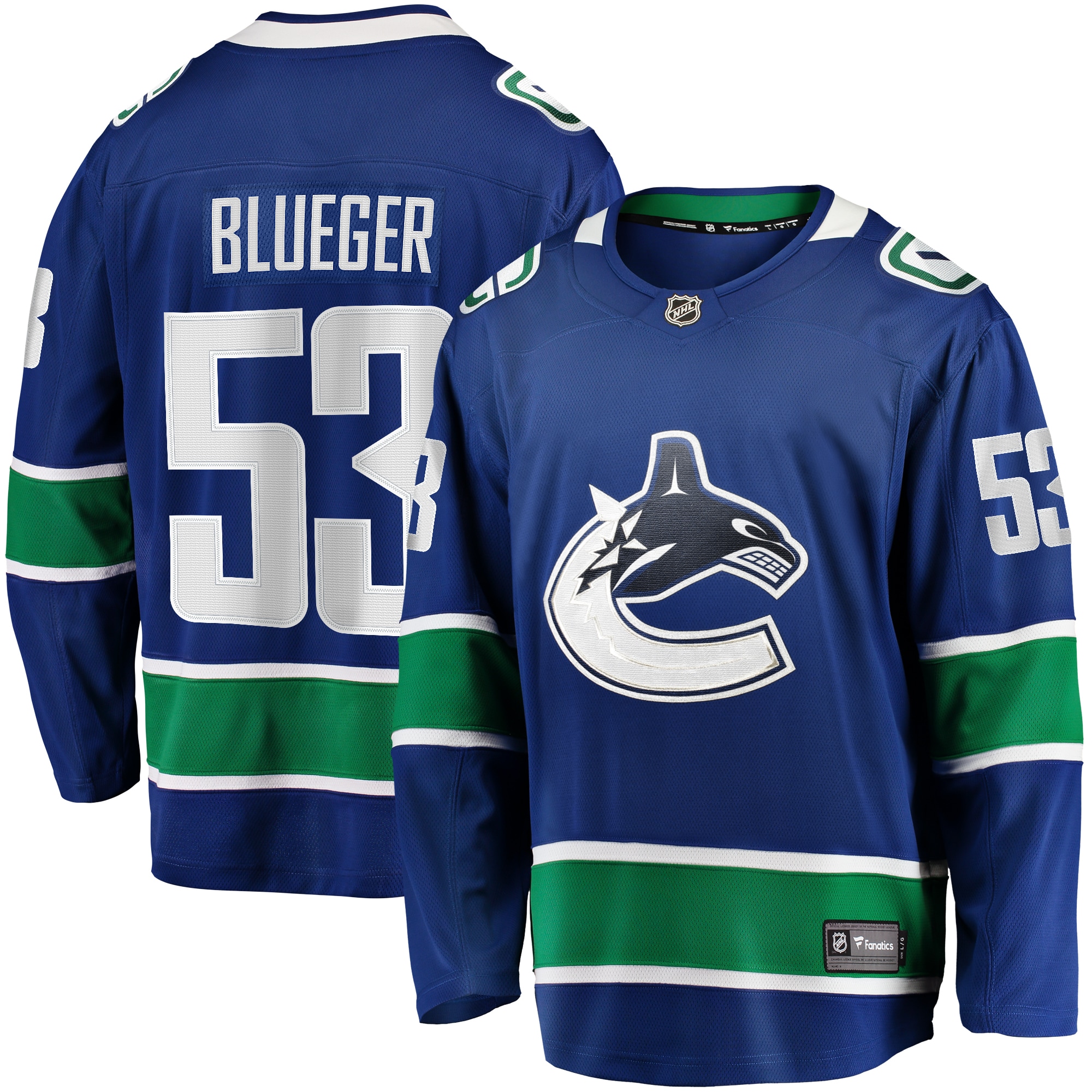 Teddy Blueger Vancouver Canucks Fanatics Home Breakaway Jersey - Blue