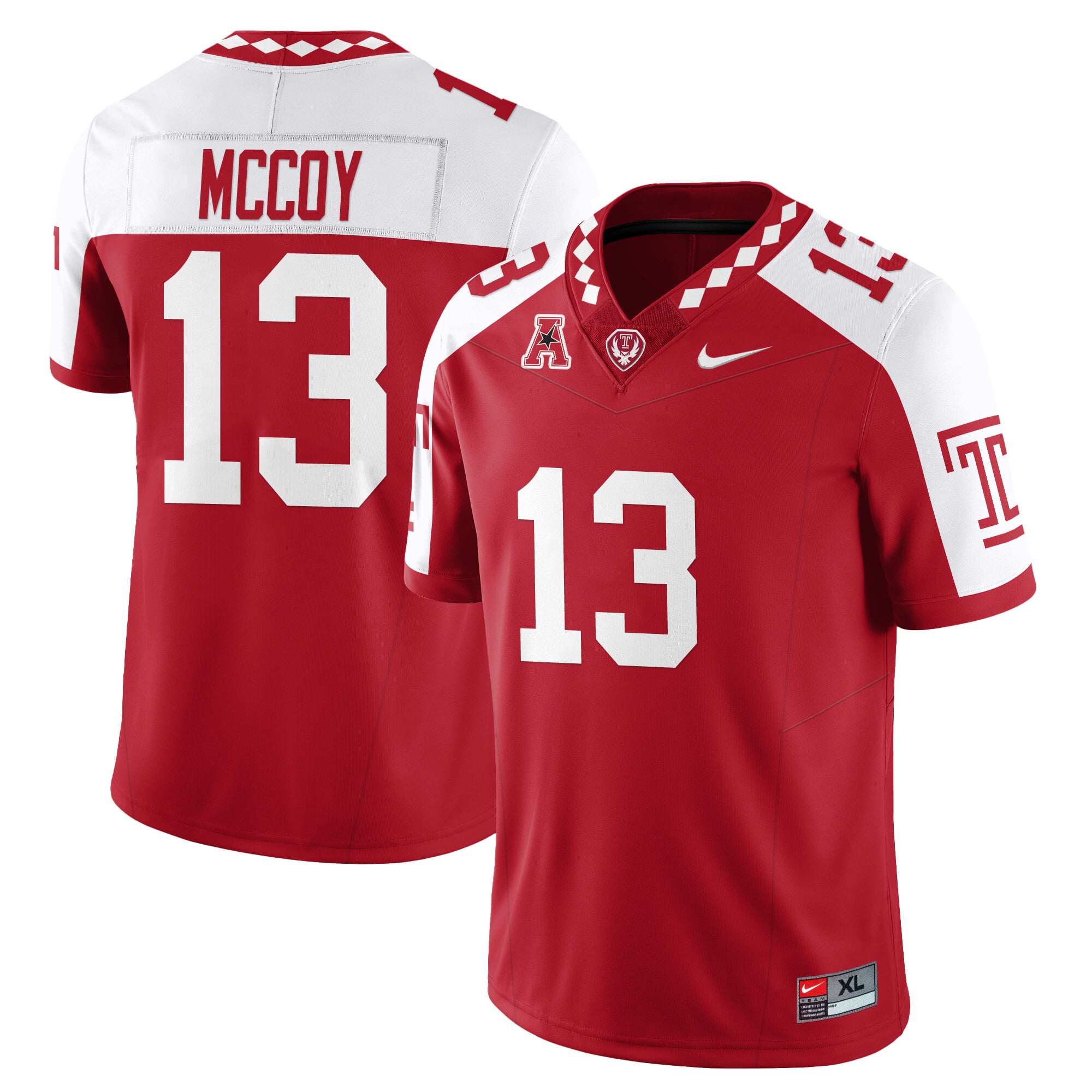 Temple Owls McCoy Jersey - Nike Temple Owls McCoy #13 Red Football