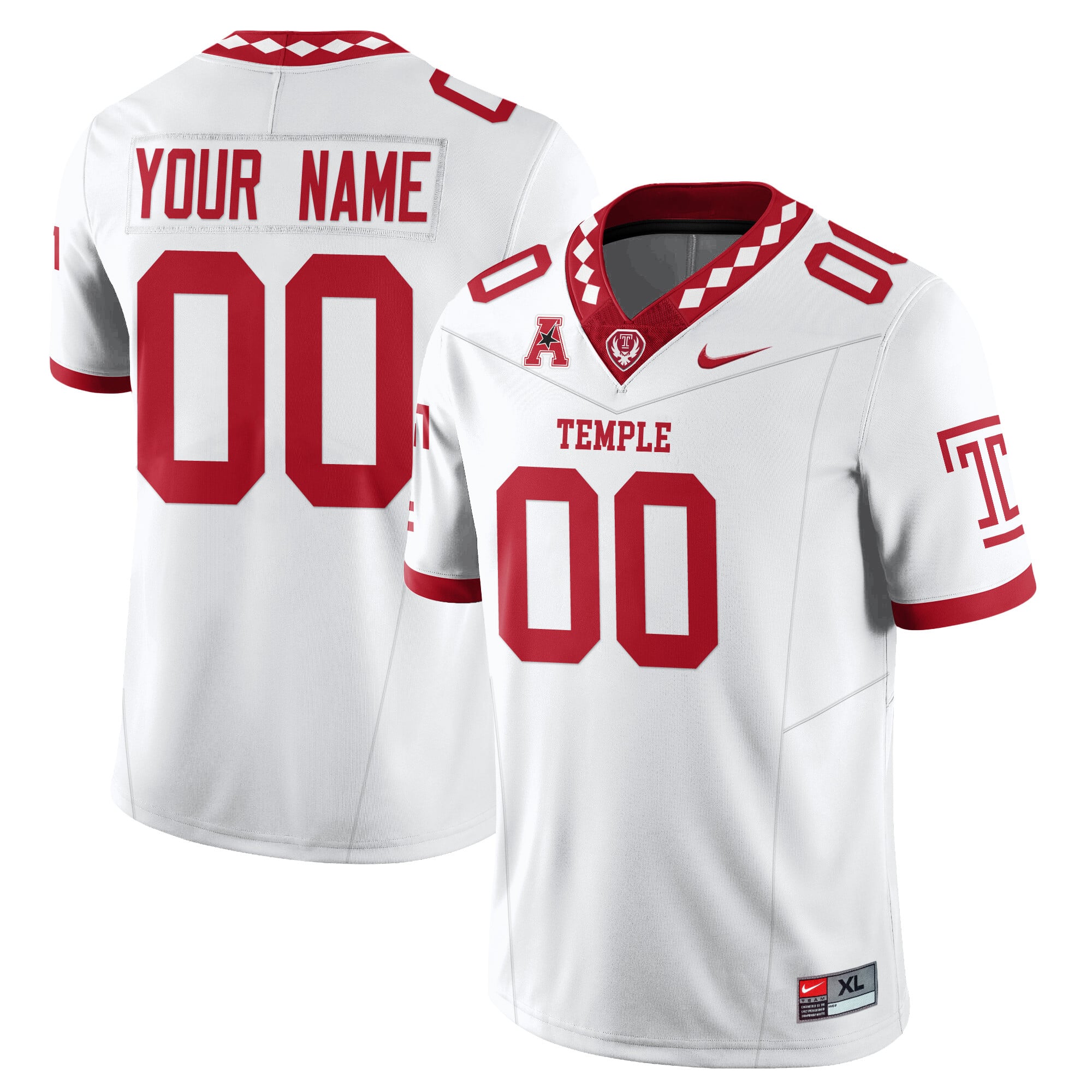 Temple Owls White Jersey - Nike - Custom Football