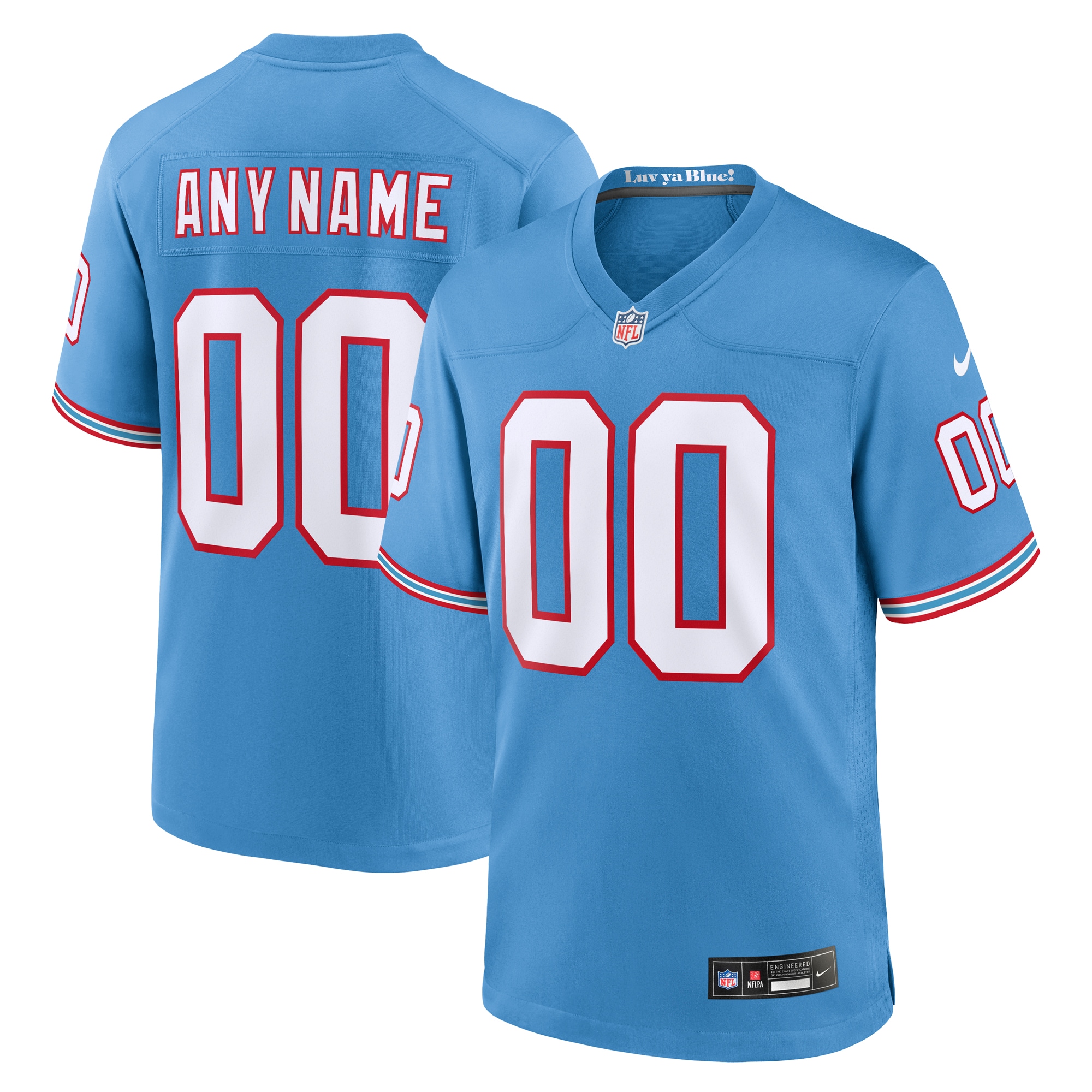 Tennessee Titans Oilers Throwback Custom Game Jersey - Light Blue