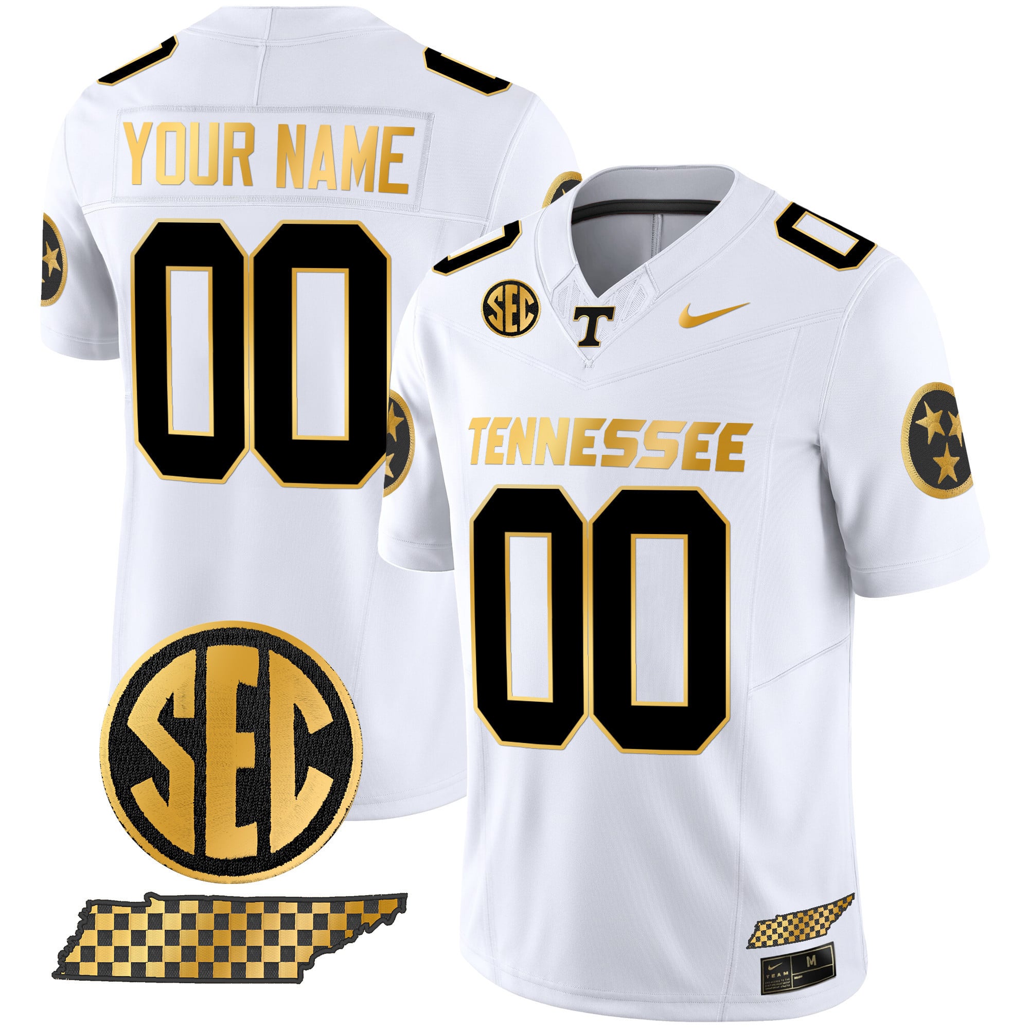 Tennessee Volunteers White & Gold Custom Jersey - Nike