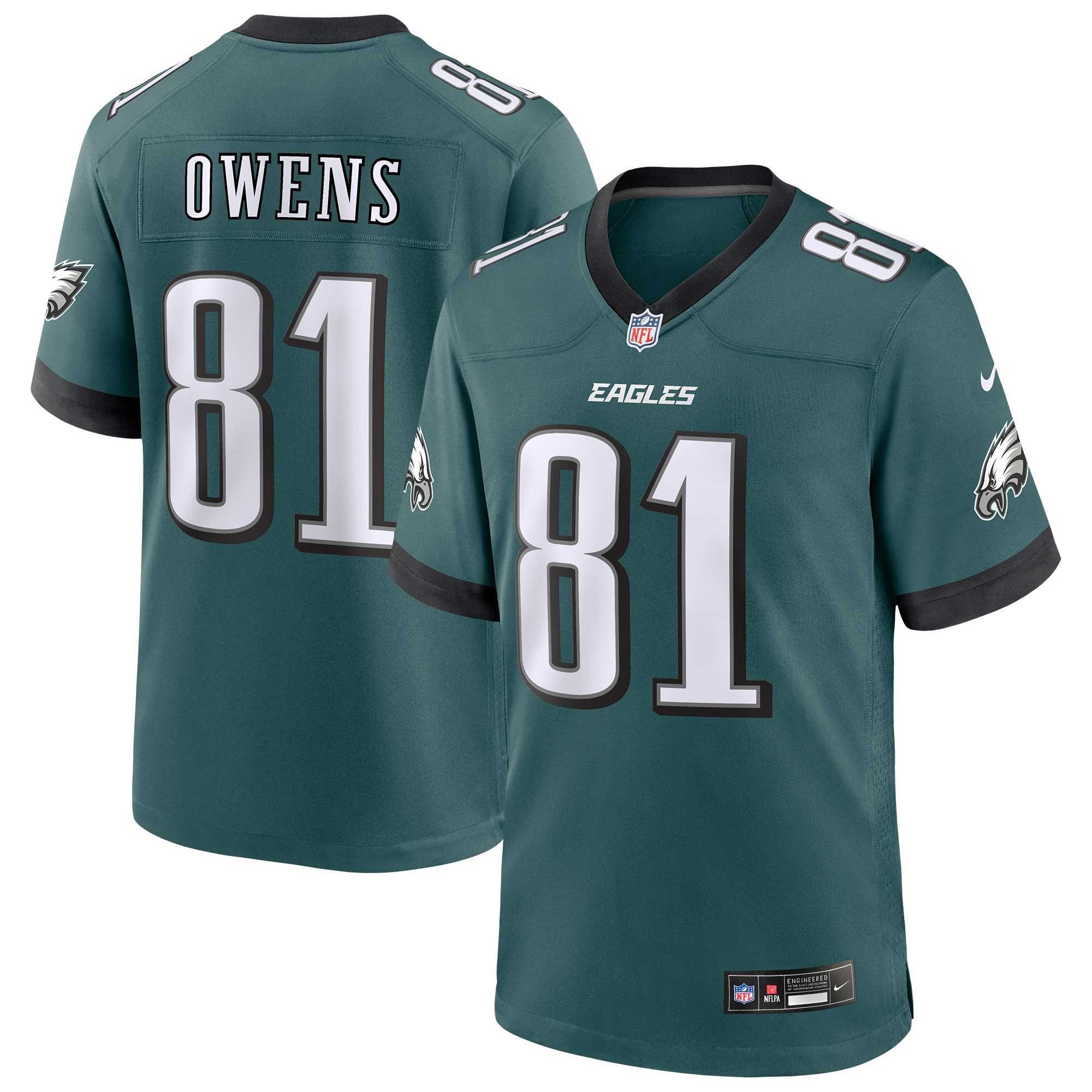 Terrell Owens Philadelphia Eagles Team Retired Player Game Jersey - Midnight Green