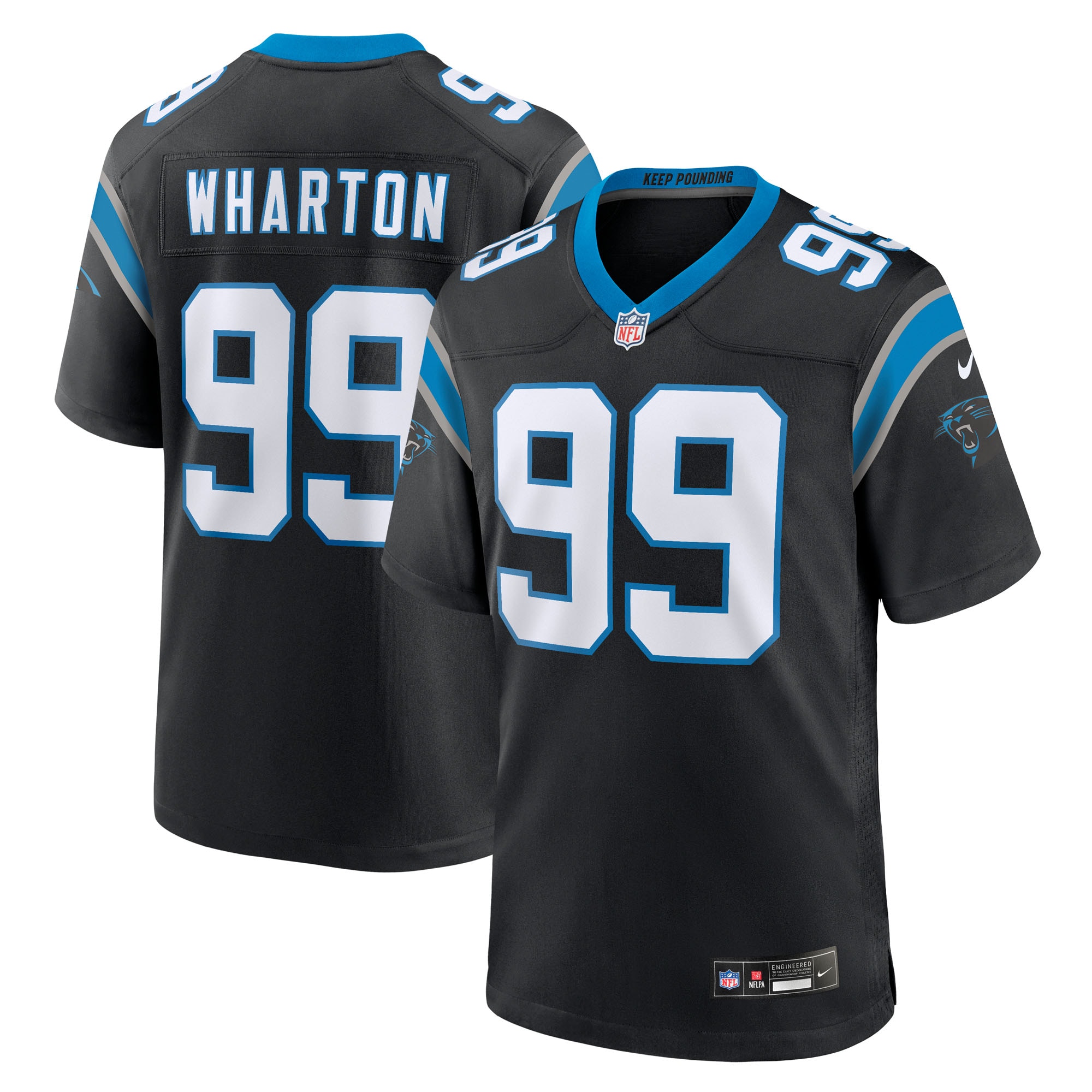 Tershawn Wharton Carolina Panthers Team Game Jersey - Black