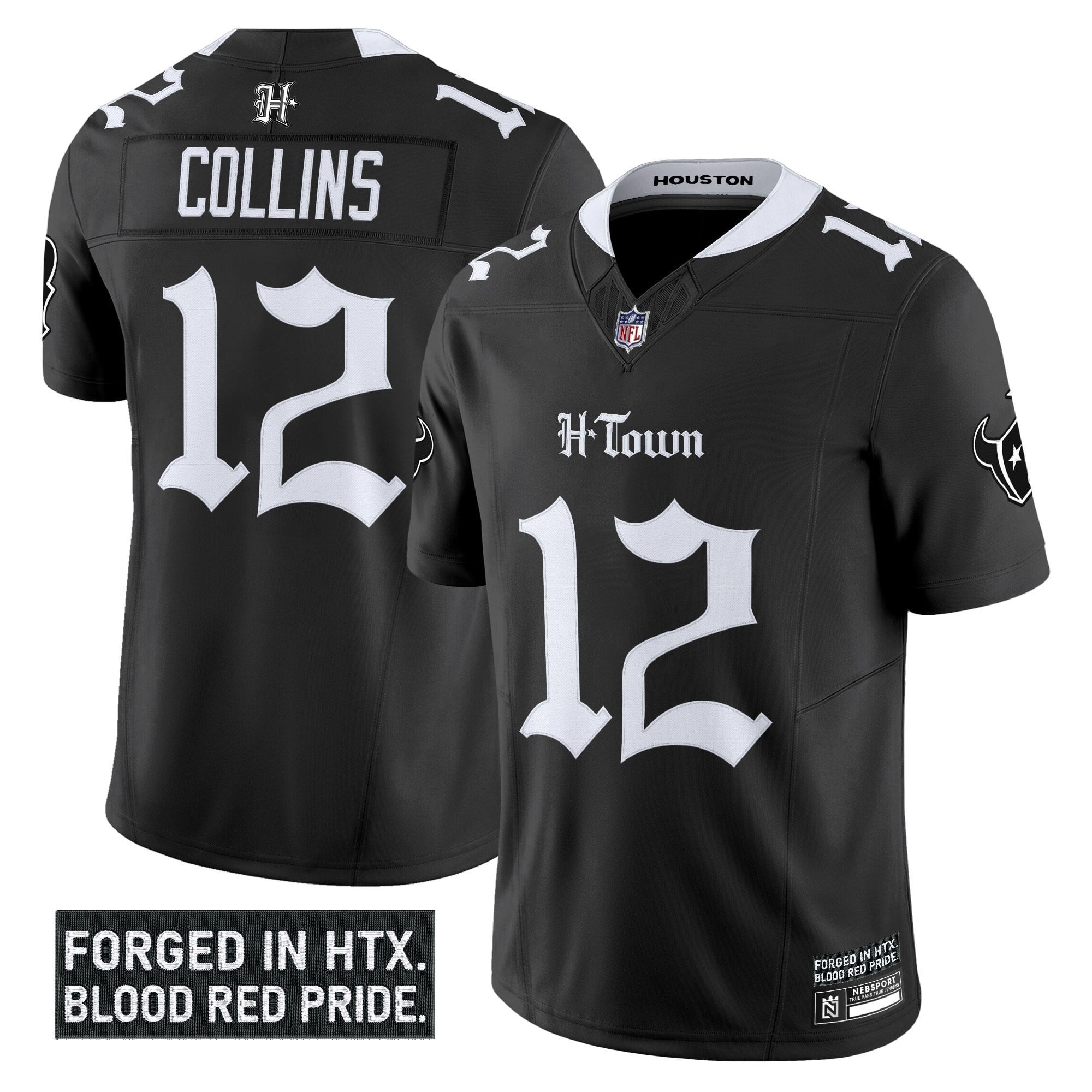 Texans Collins Black Jersey - Nike Texans Collins #12 Black Alternate