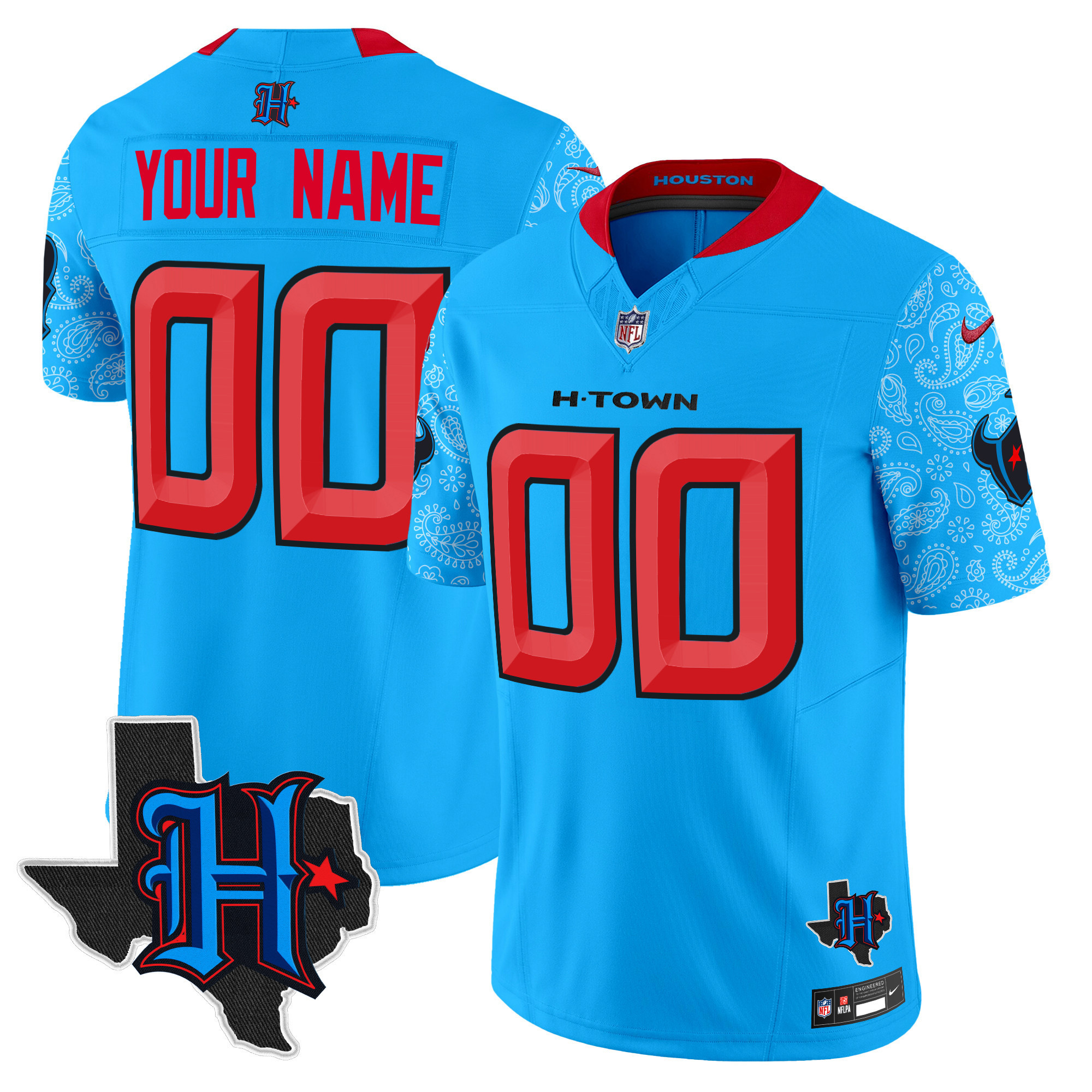 Texans Custom Light Blue Jersey - Nike Houston