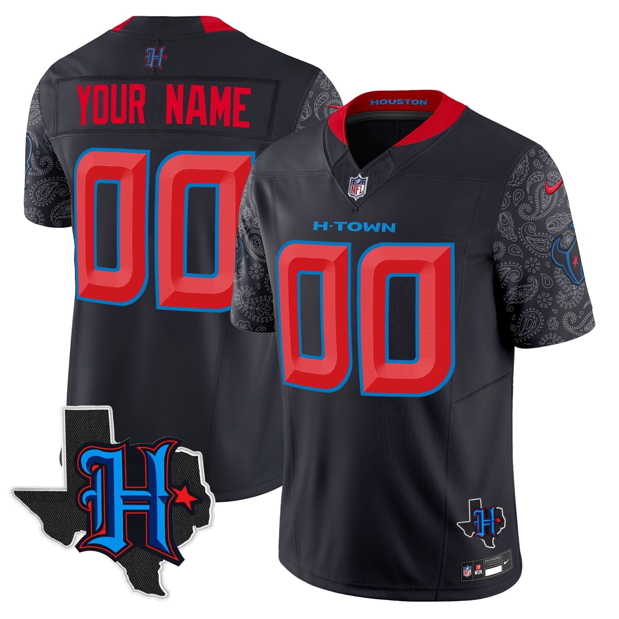 Alternative view of Texans Custom Light Blue Jersey - Nike Houston